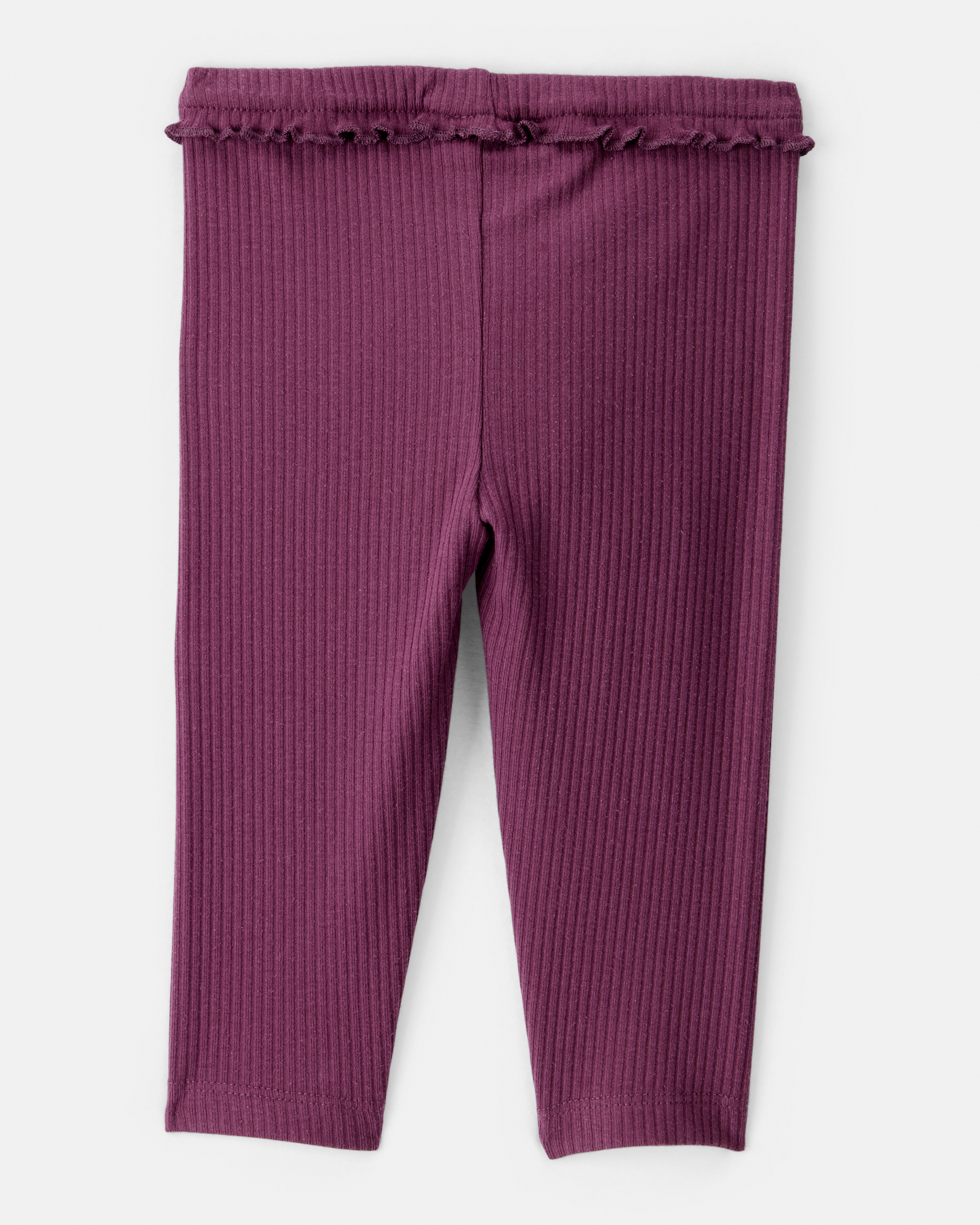 Baby Girl 2-Pack Ruffle Waist Rib Pants - Purple