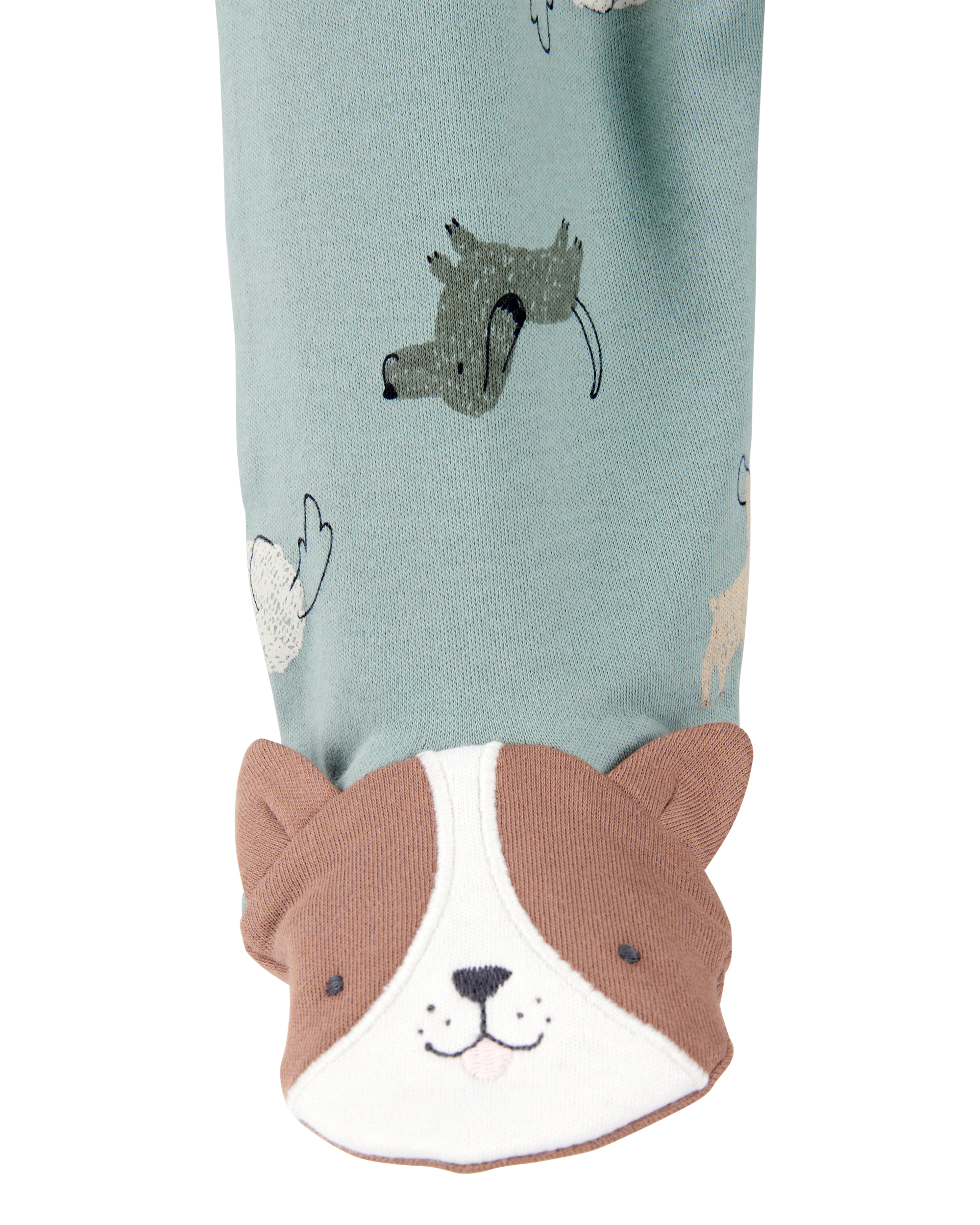 Baby Dog Print 2-Way Zip Cotton Sleeper