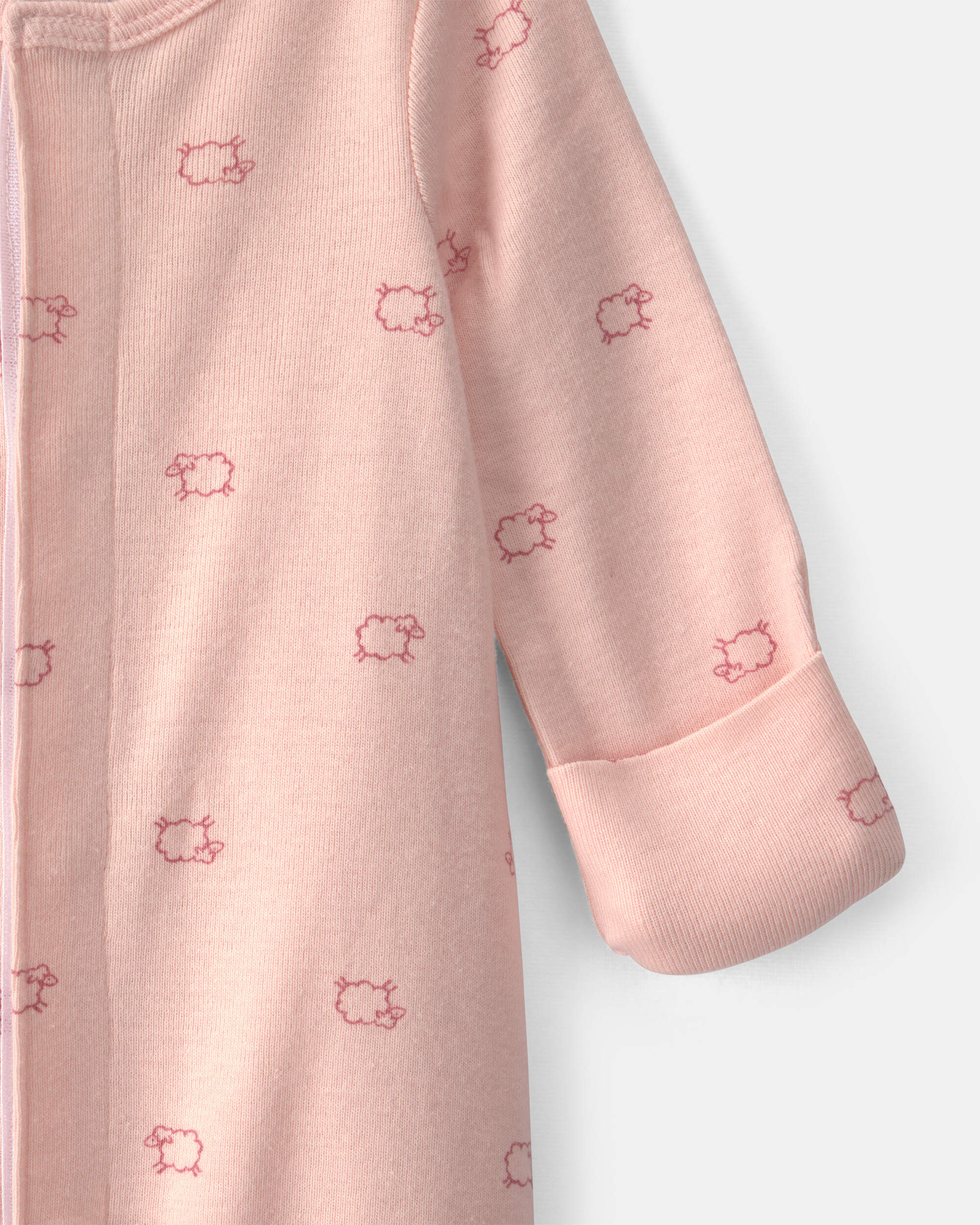 Baby Girl NICU Sheep Long-Sleeve Sleeper Gown - Pink