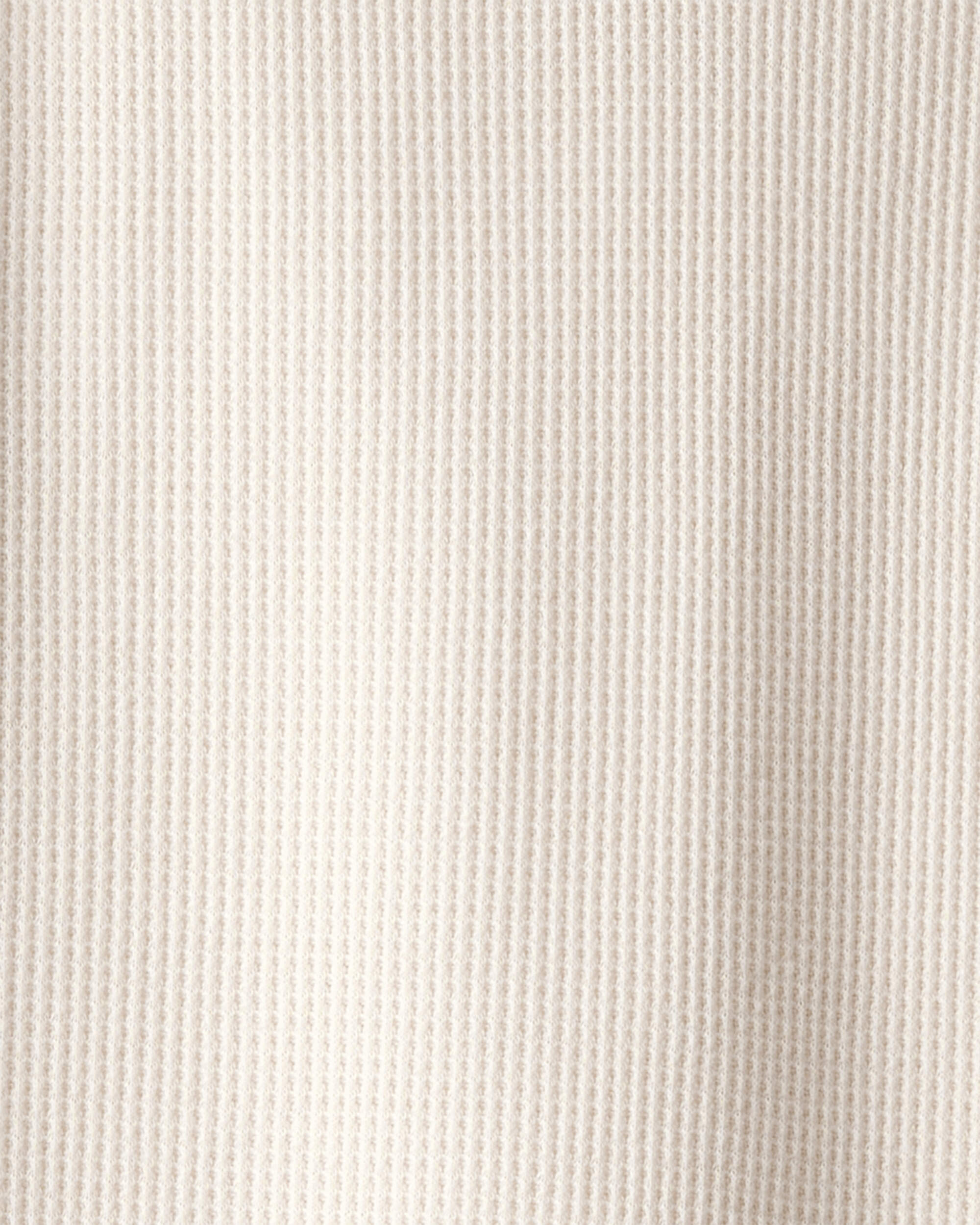 Boys Stripe Thermal Long-Sleeve Henley T-Shirt - Cream