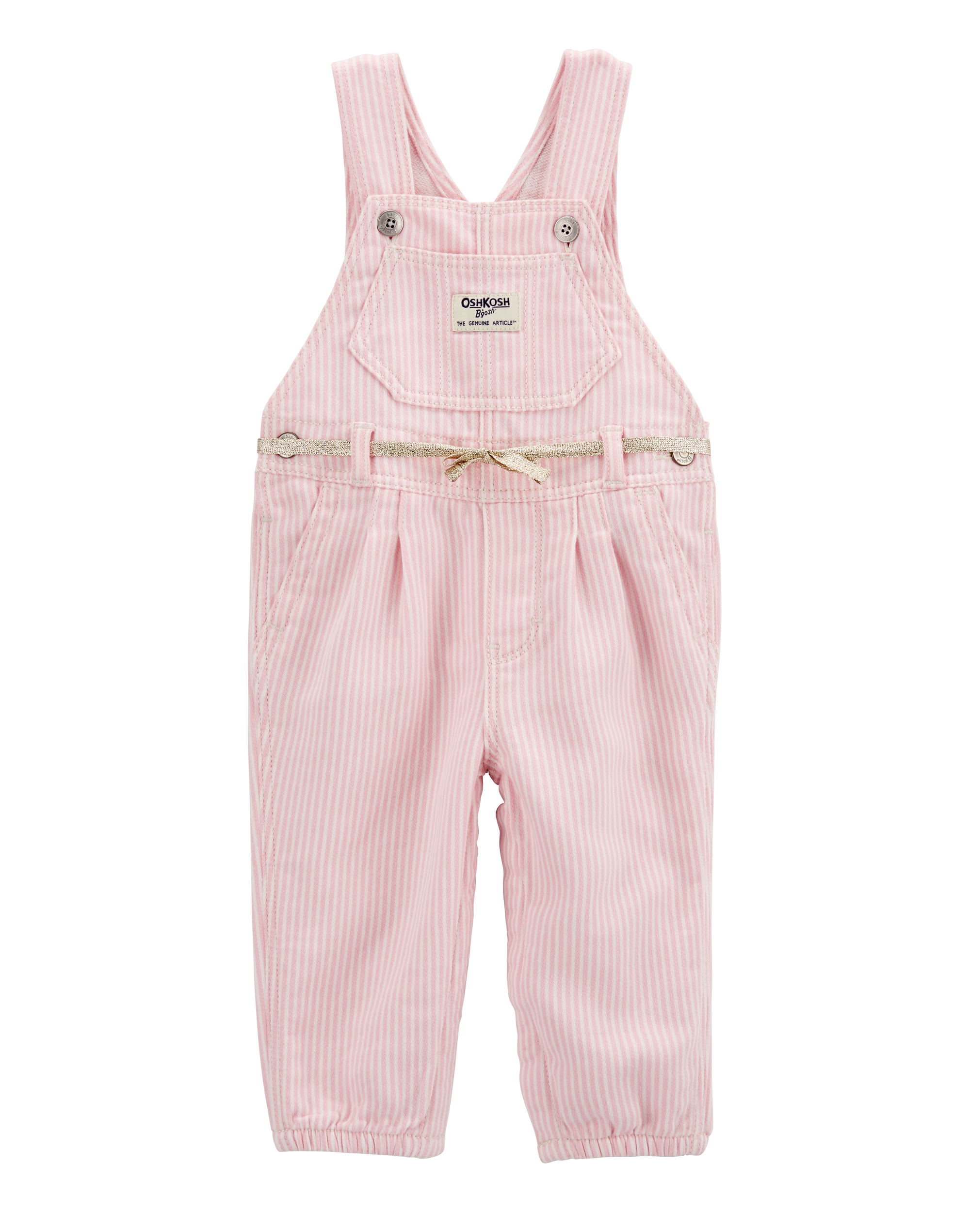 Baby Knit Denim Hickory Stripe Overalls - Pink | Carter's Oshkosh