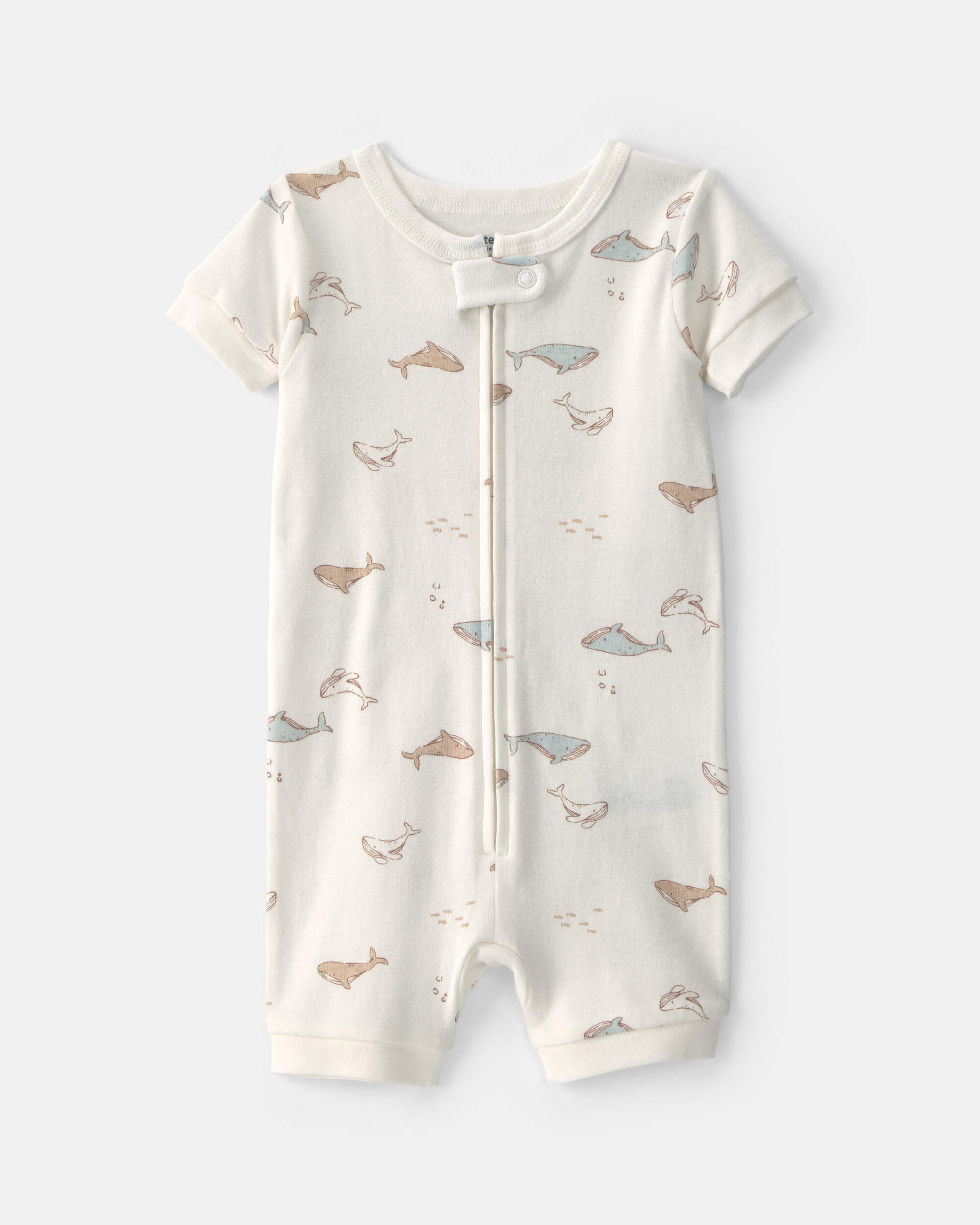 Baby Whale 100% Cotton 1-Piece Romper Pyjama - Ivory