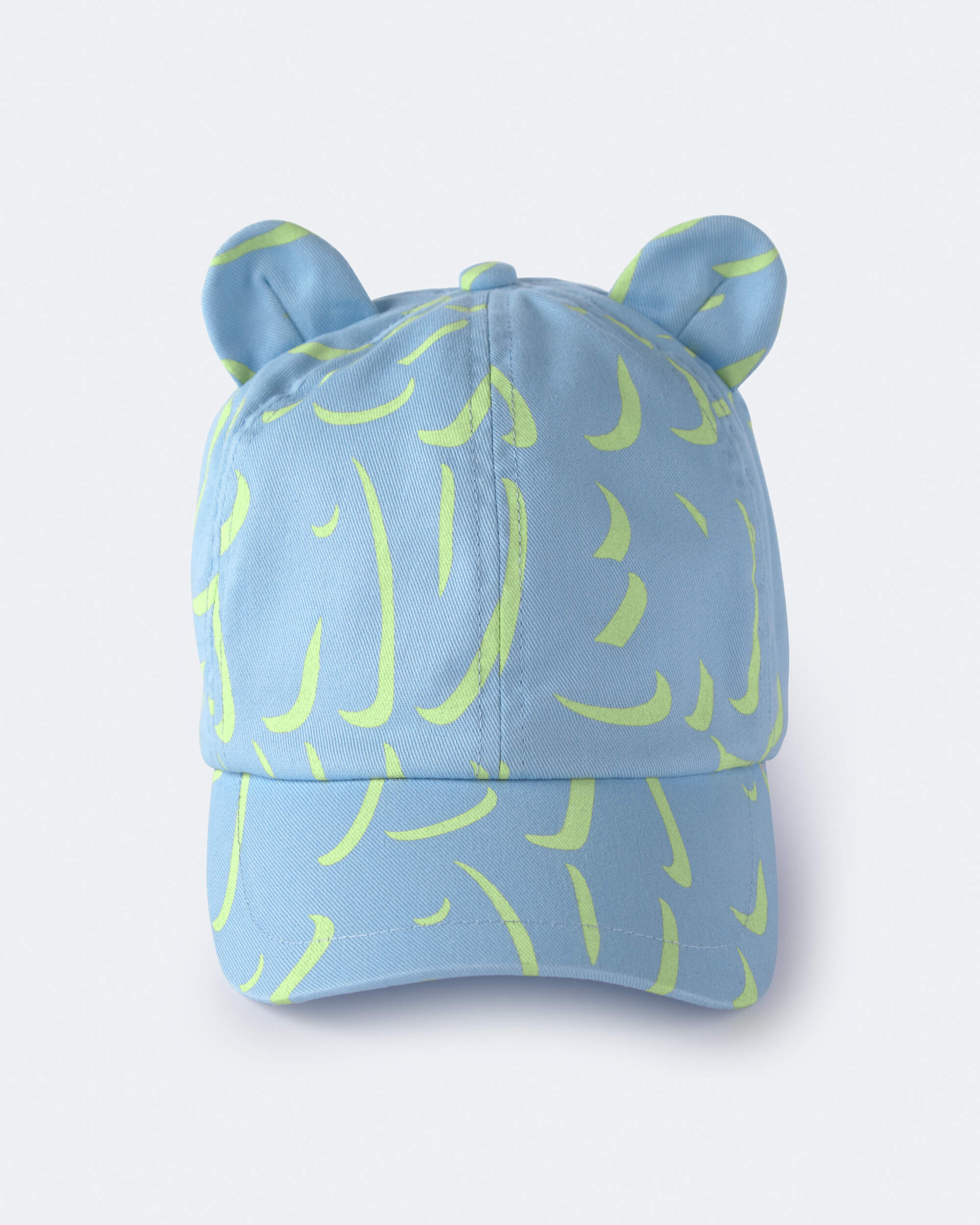 Toddler Girl Baseball Hat with Ears Abstract Print - Blue