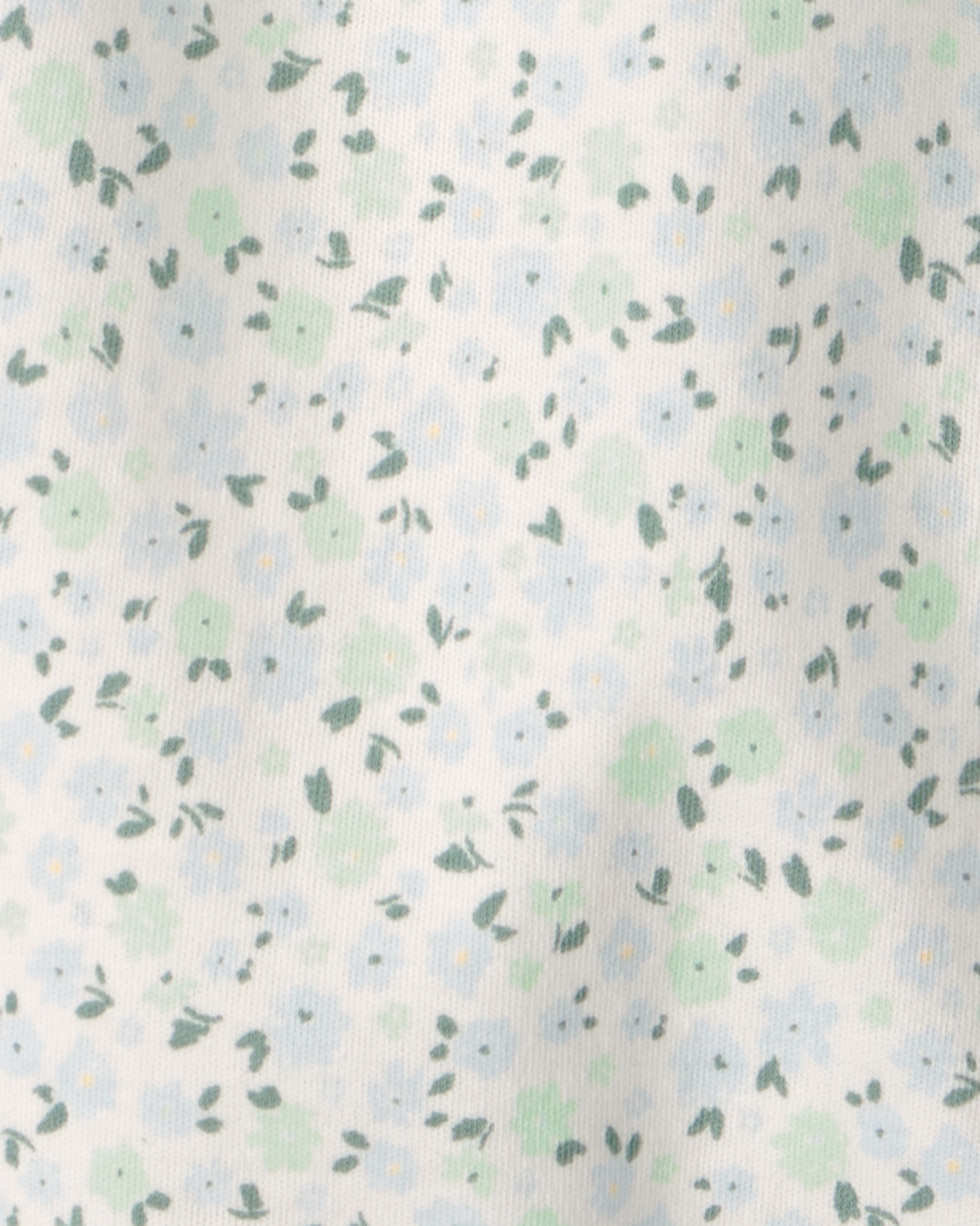 Baby Girl Floral 2-Way Zip 100% Cotton Sleeper - Green/Ivory