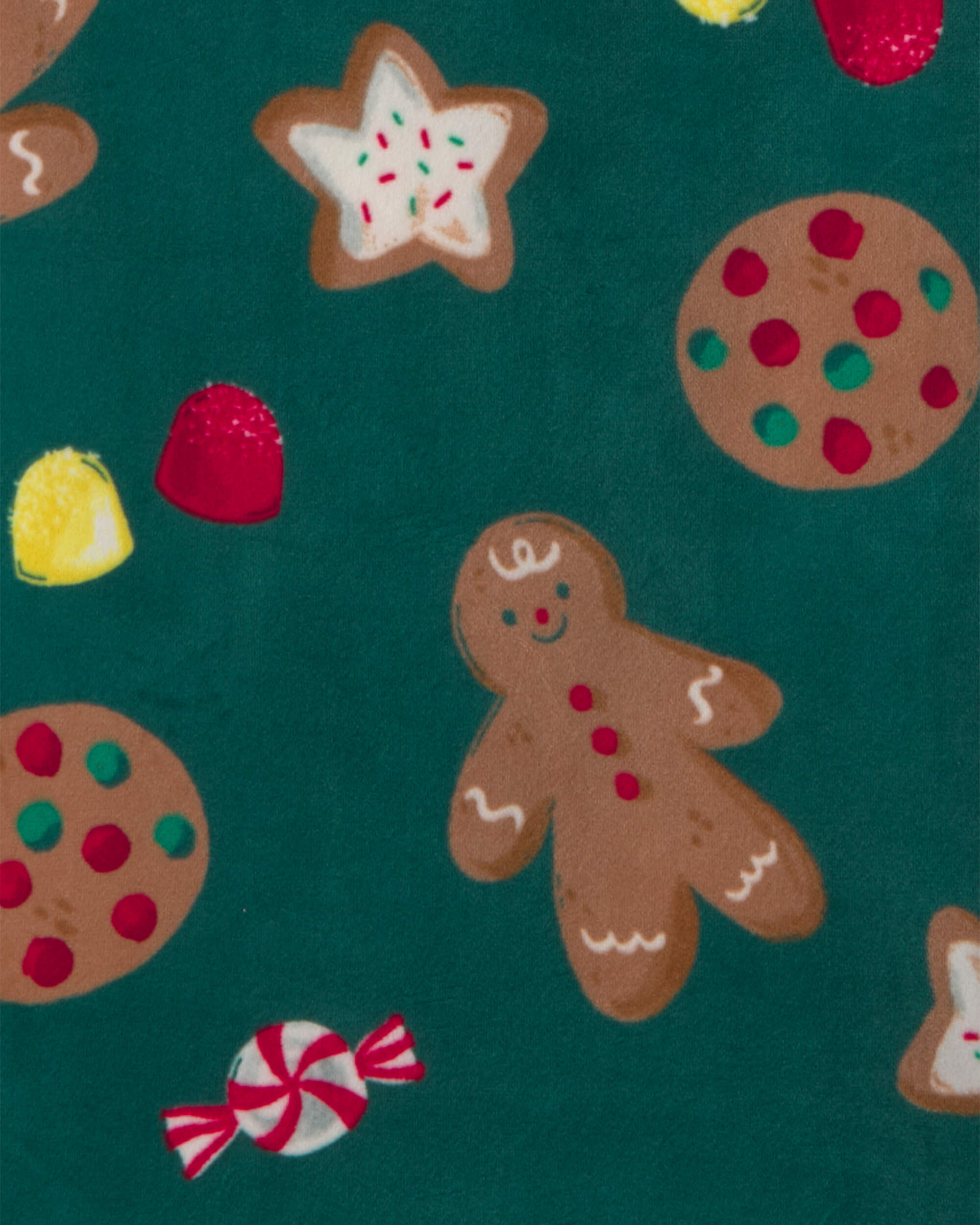 Kids 2-Piece Christmas Gingerbread DreamPlush Snug Fit Pyjama Set - Green