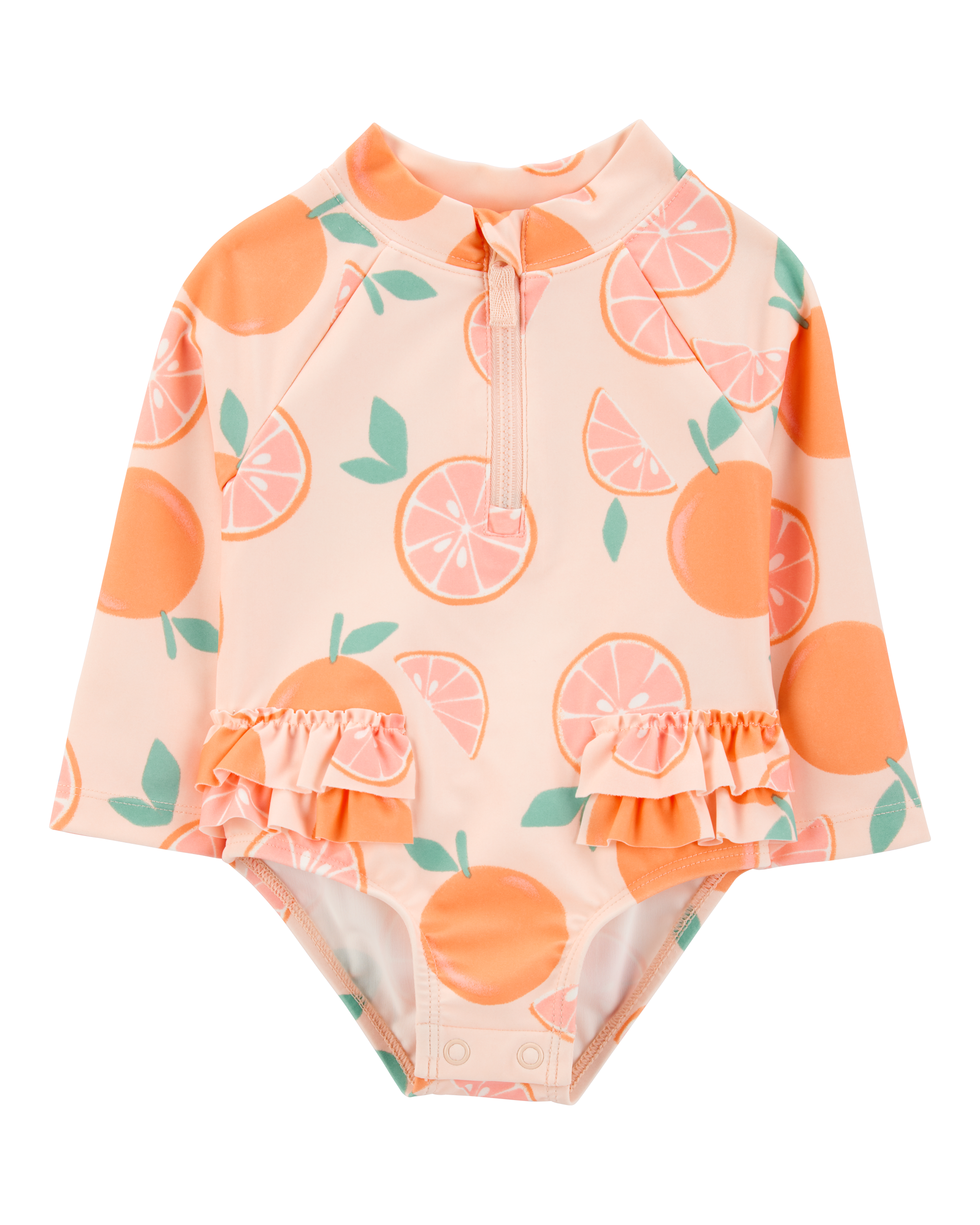 Baby 1-Piece Orange Slice Long-Sleeve Rashguard Swimsuit
