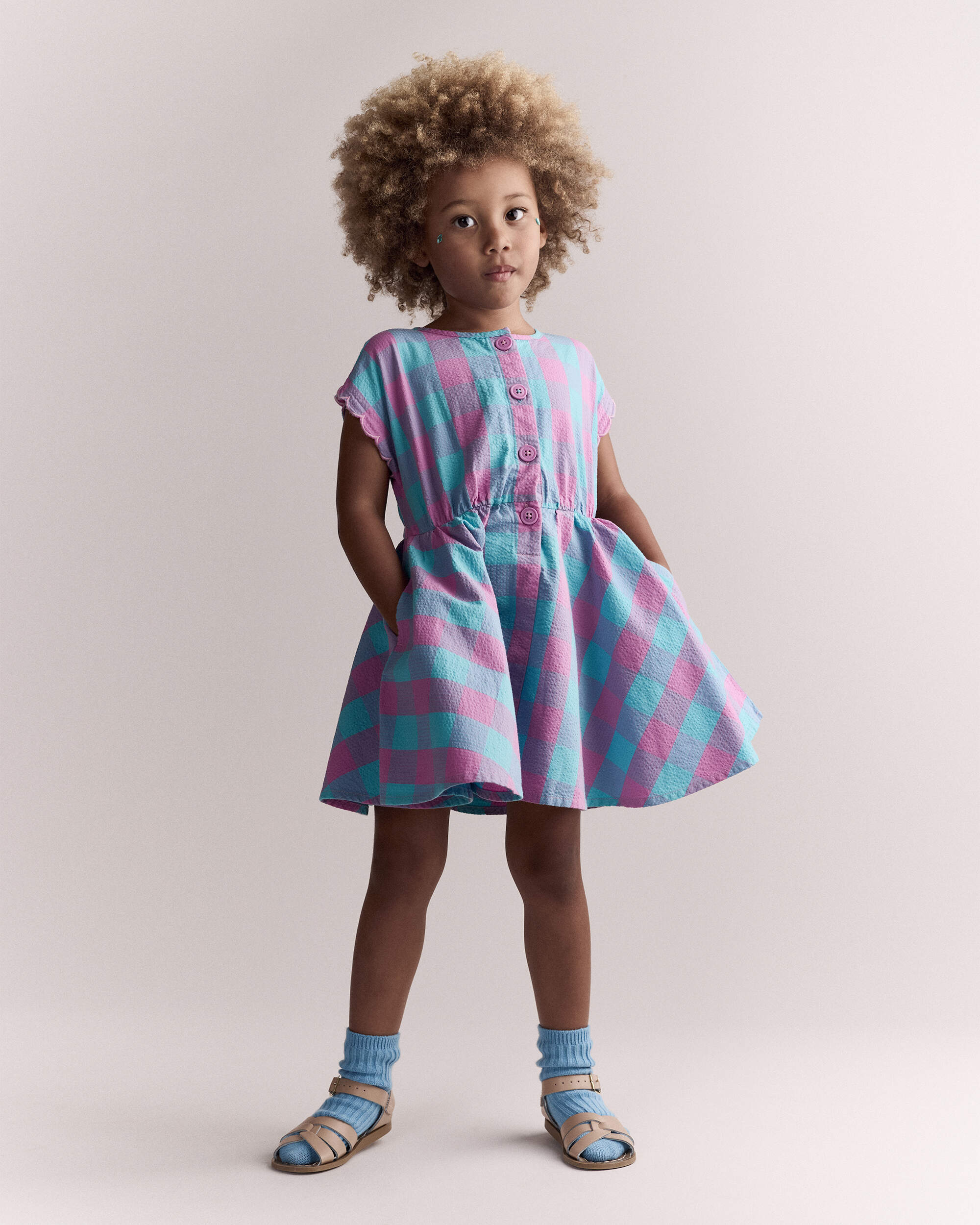 Toddler Girl Avenue Twirl™ Gingham Scalloped Dress - Purple/Blue