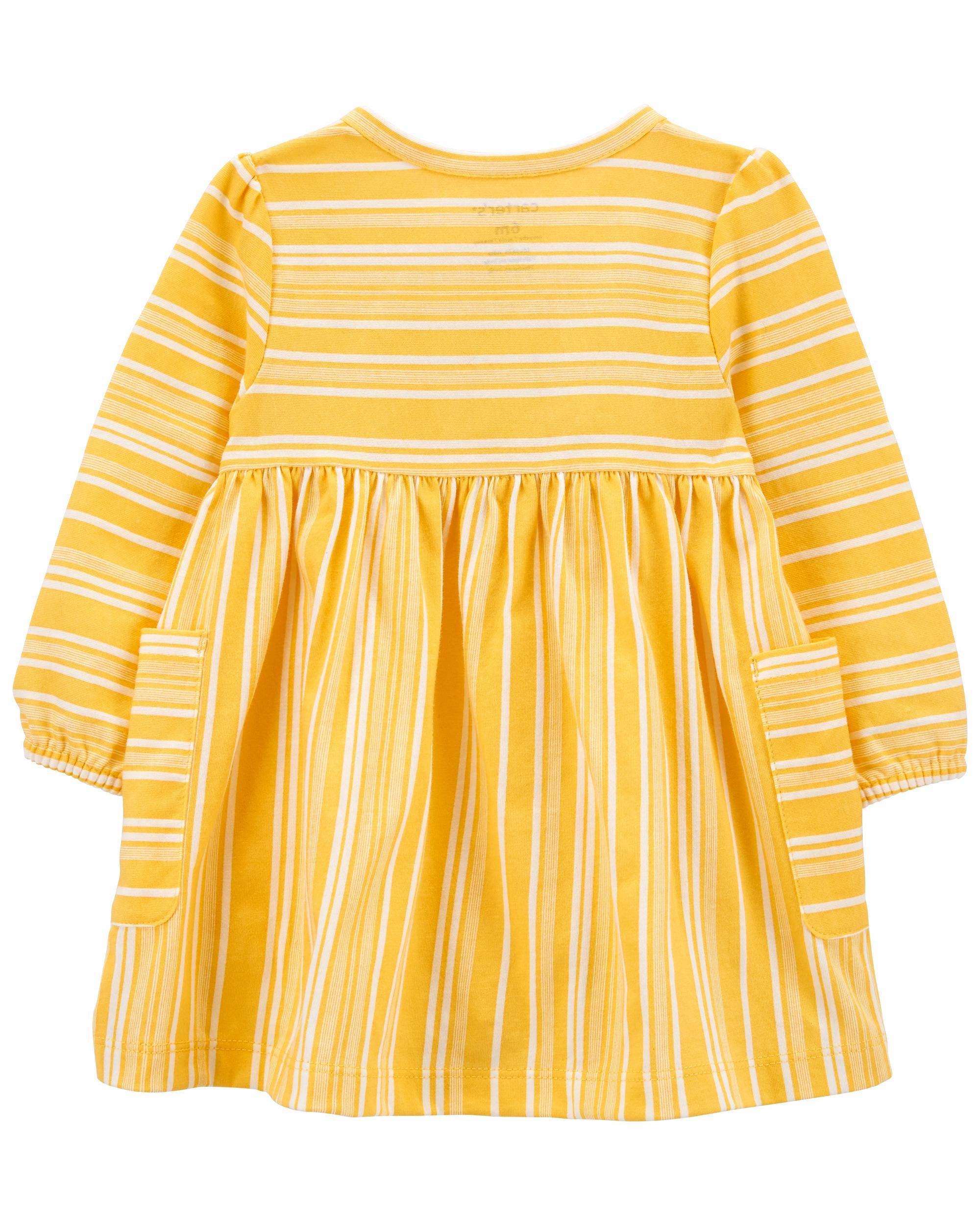 Yellow Striped Long Sleeve Jersey Dress Carter s Oshkosh Canada