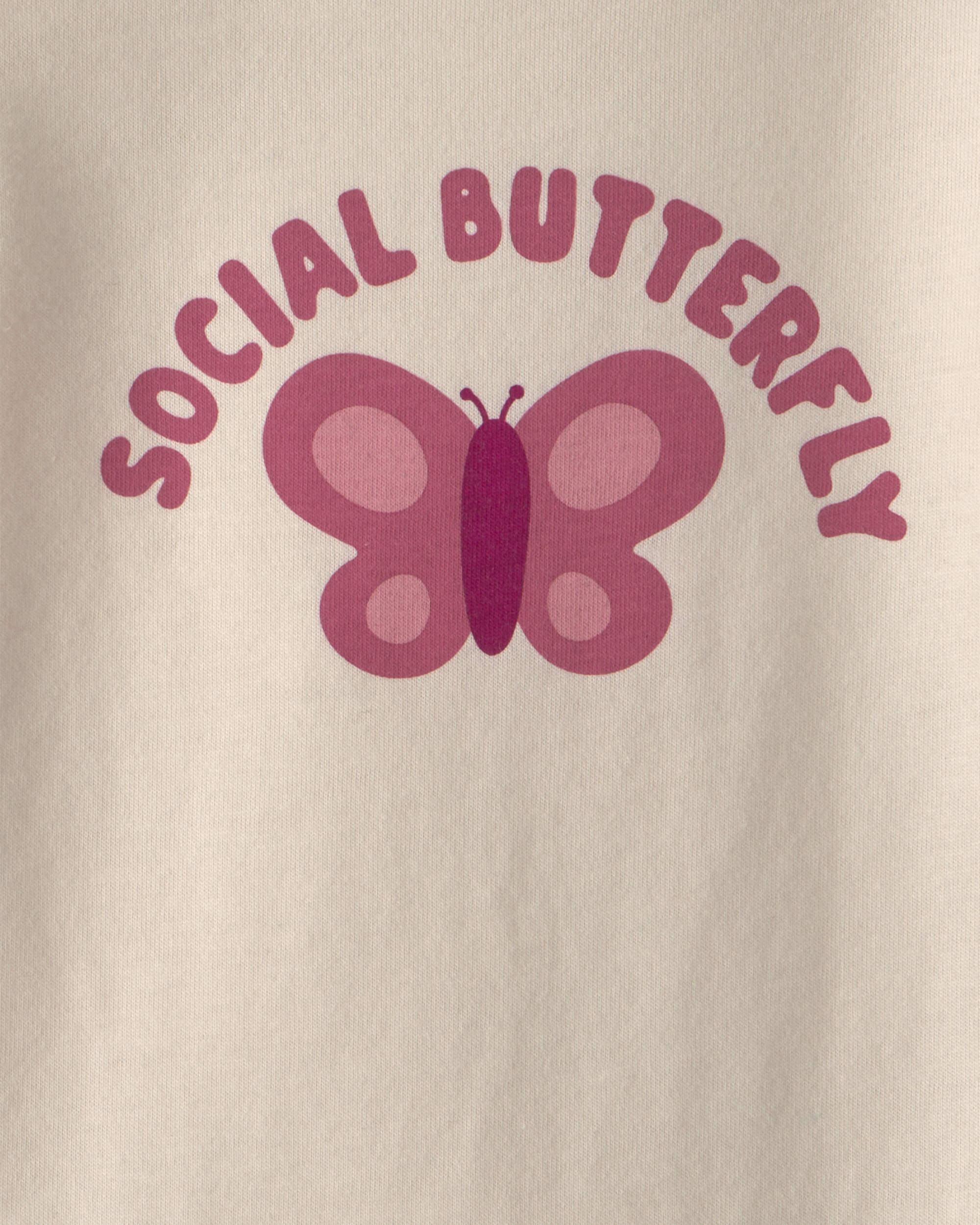 Baby Girl 'Social Butterfly' Long-Sleeve Graphic Bodysuit - Cream