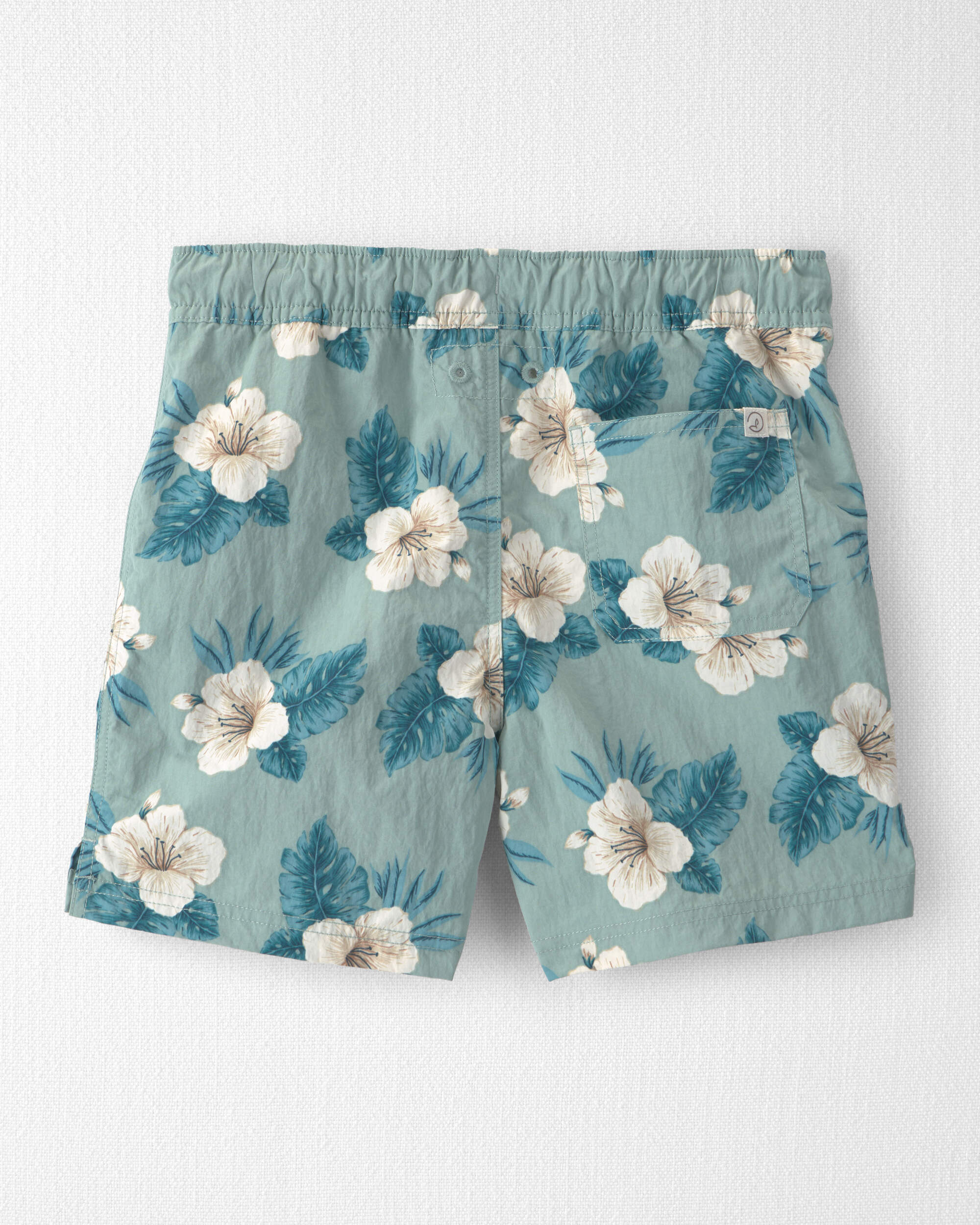 Boys Recycled Swim Trunks Blue Hibiscus