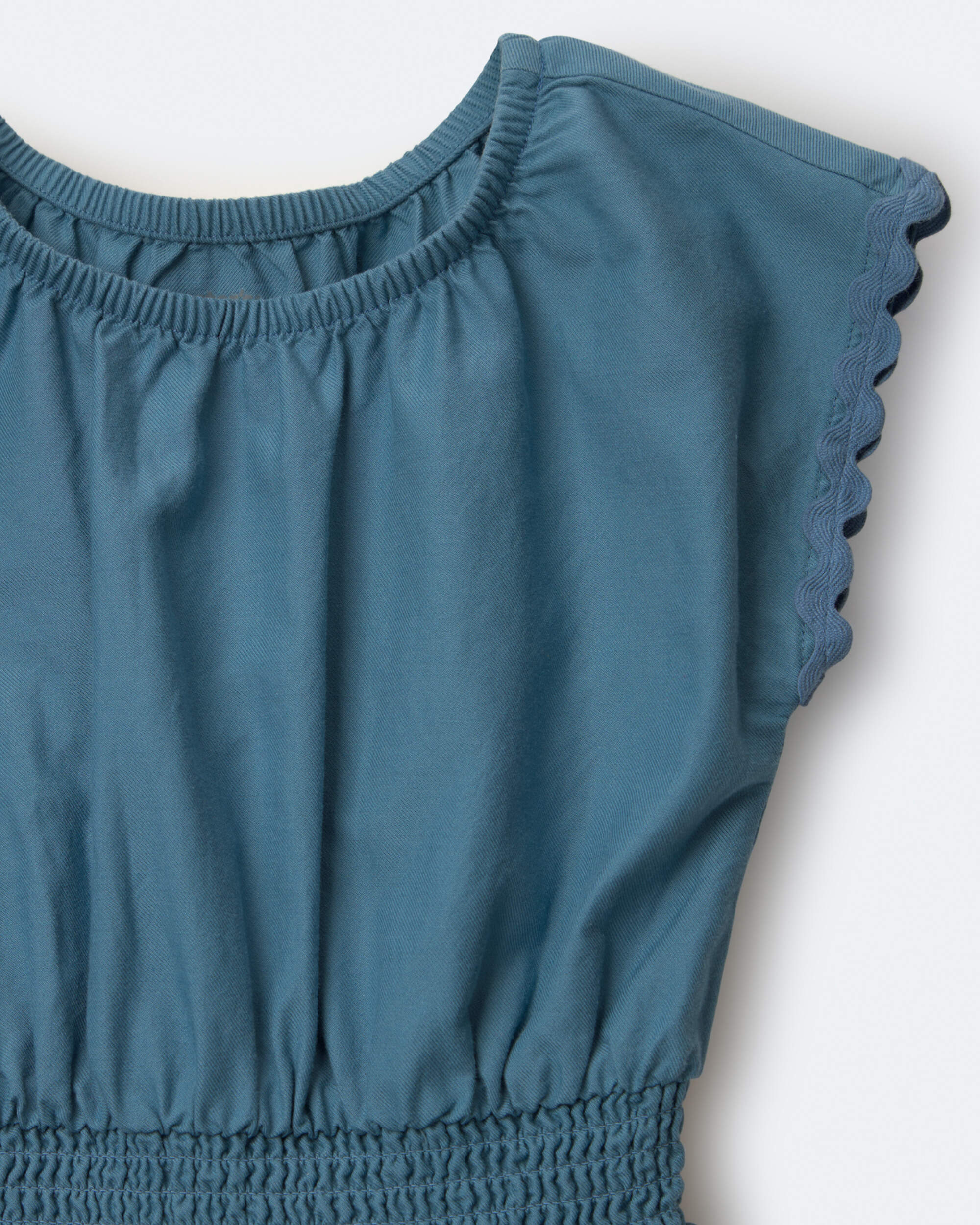 Toddler Girl Ric-Rac Swing Romper with Pockets - Teal