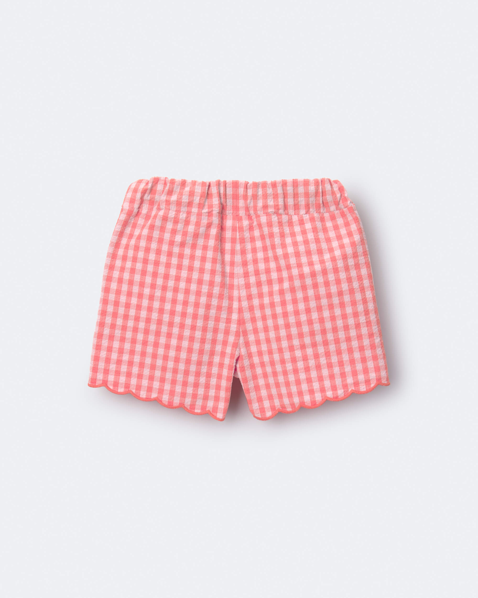 Toddler Girl Gingham Scalloped Short - Orange