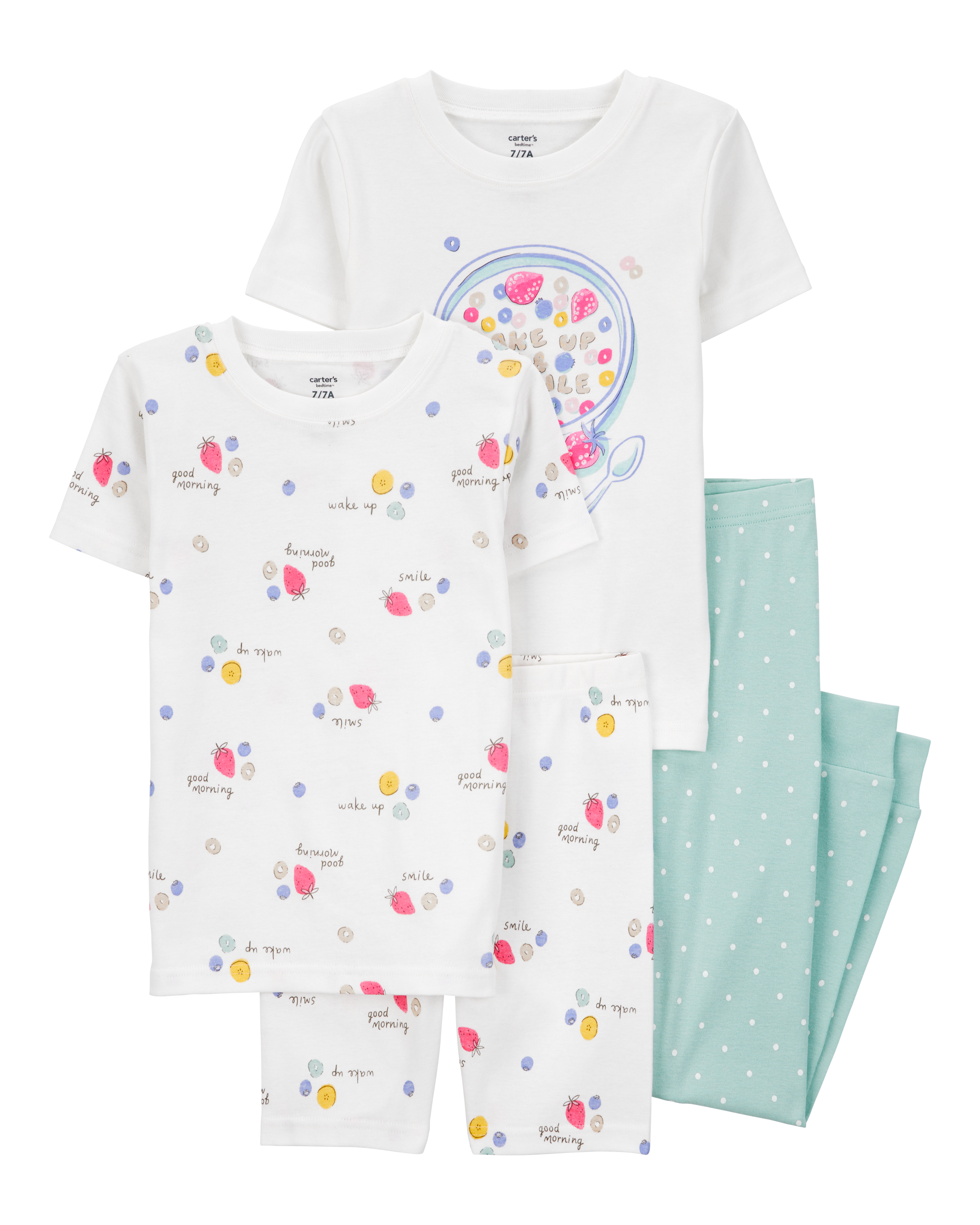 Kid 4-Piece Breakfast Cereal 100% Snug Fit Cotton Pyjamas