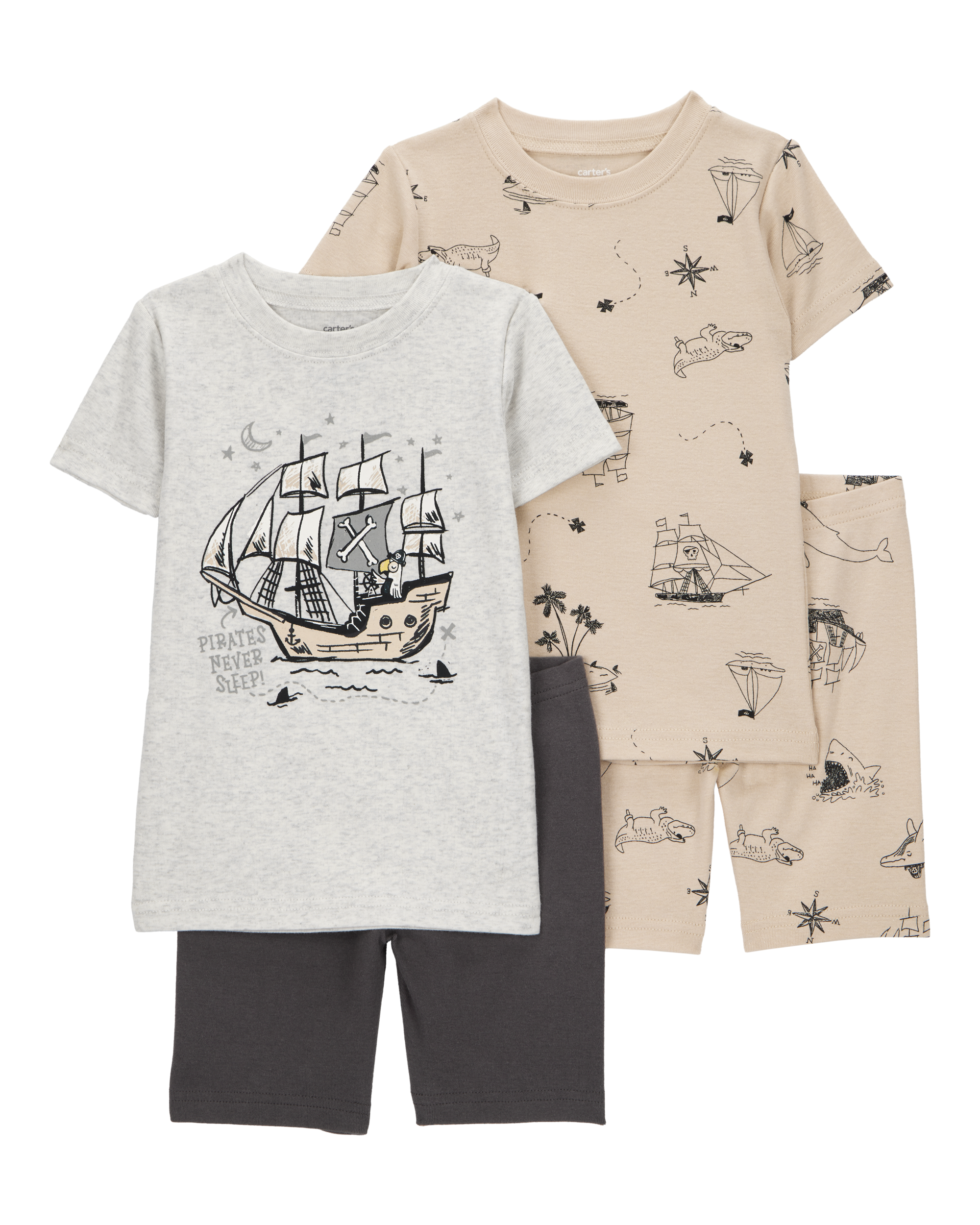 Baby Pirate Print Snug Fit Cotton 4-Piece Pyjamas