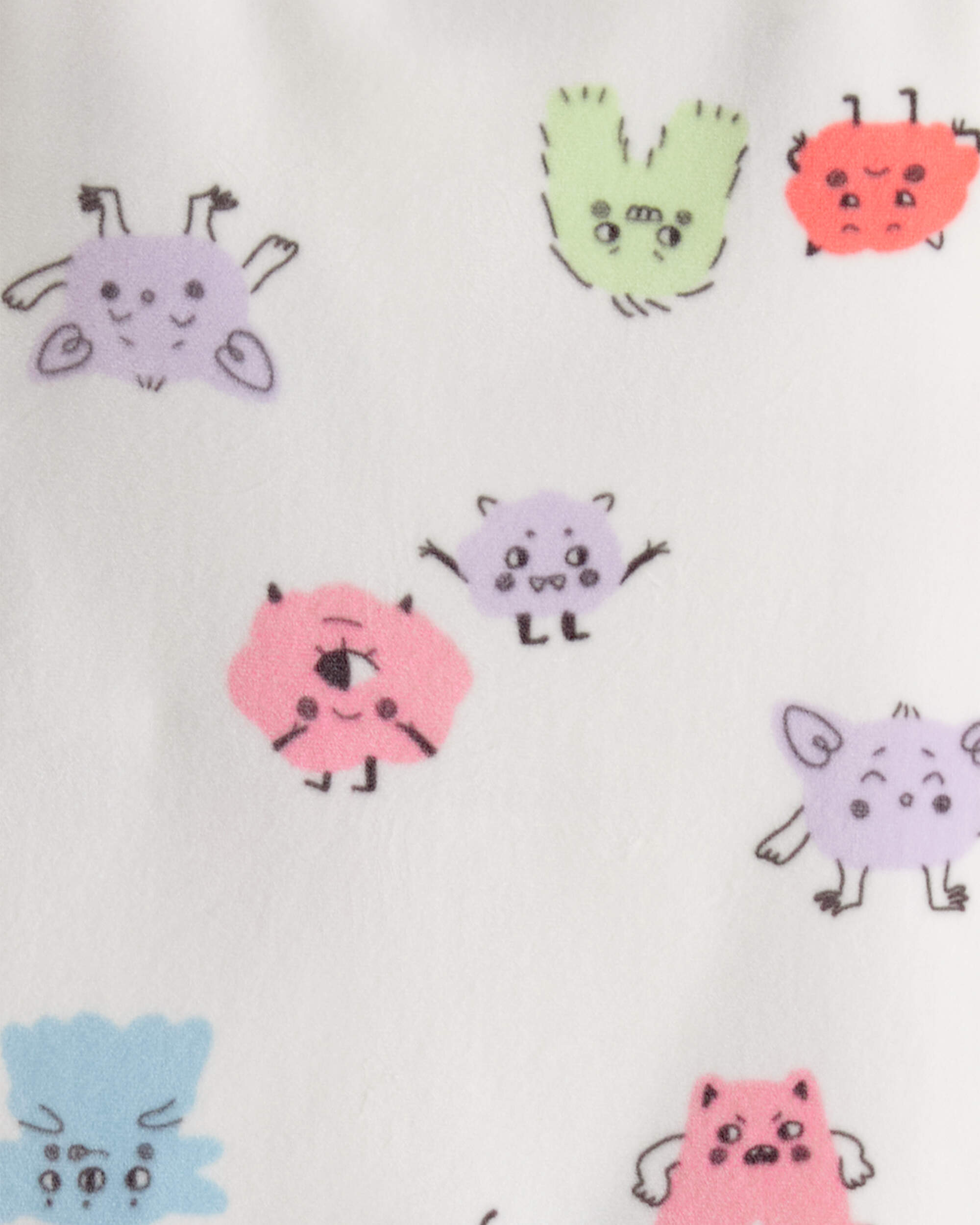 Toddler Girl Monster DreamPlush Long-Sleeve Snug Fit 2-Piece Pajamas - Ivory