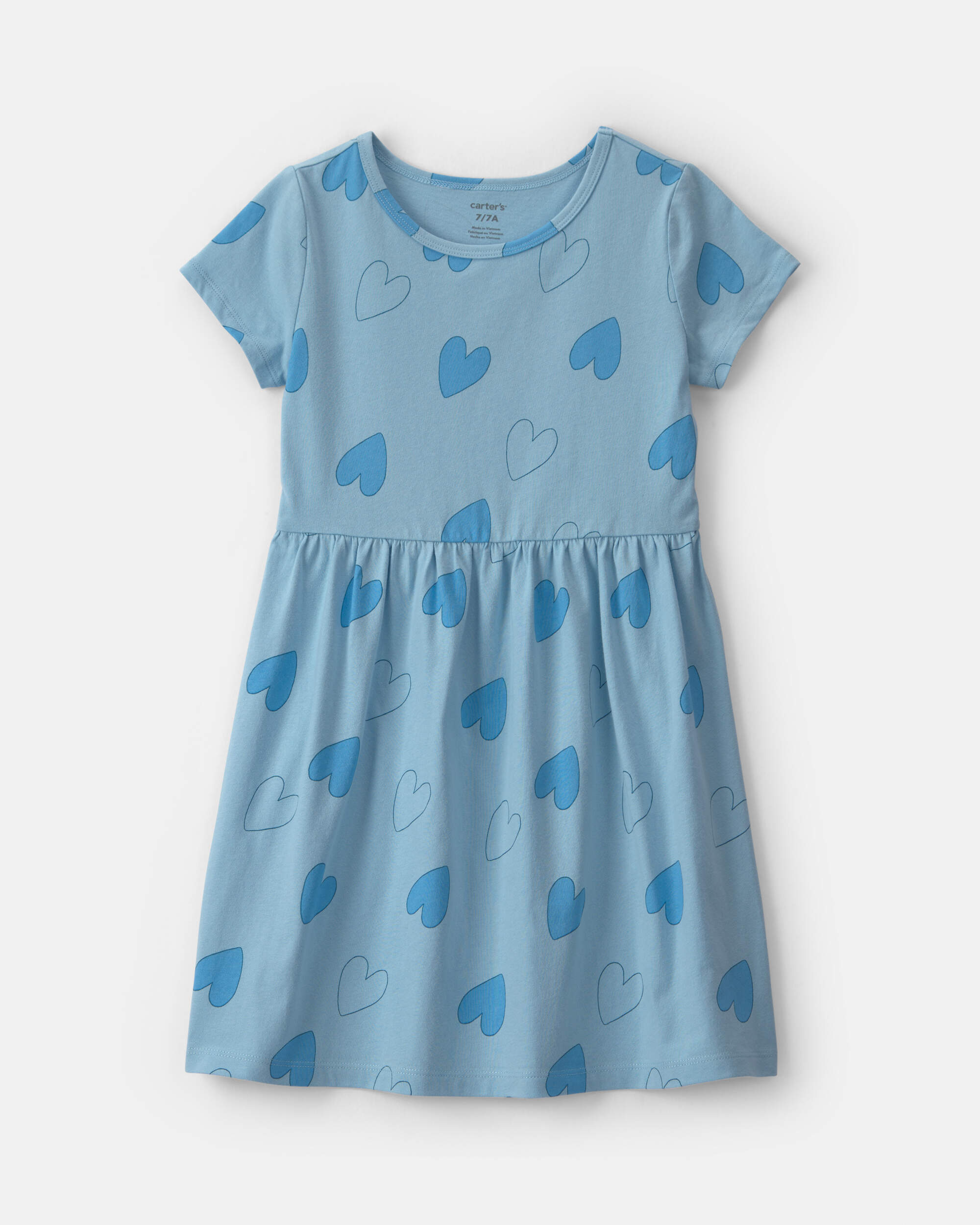 Girls Heart Short-Sleeve Dress - Blue