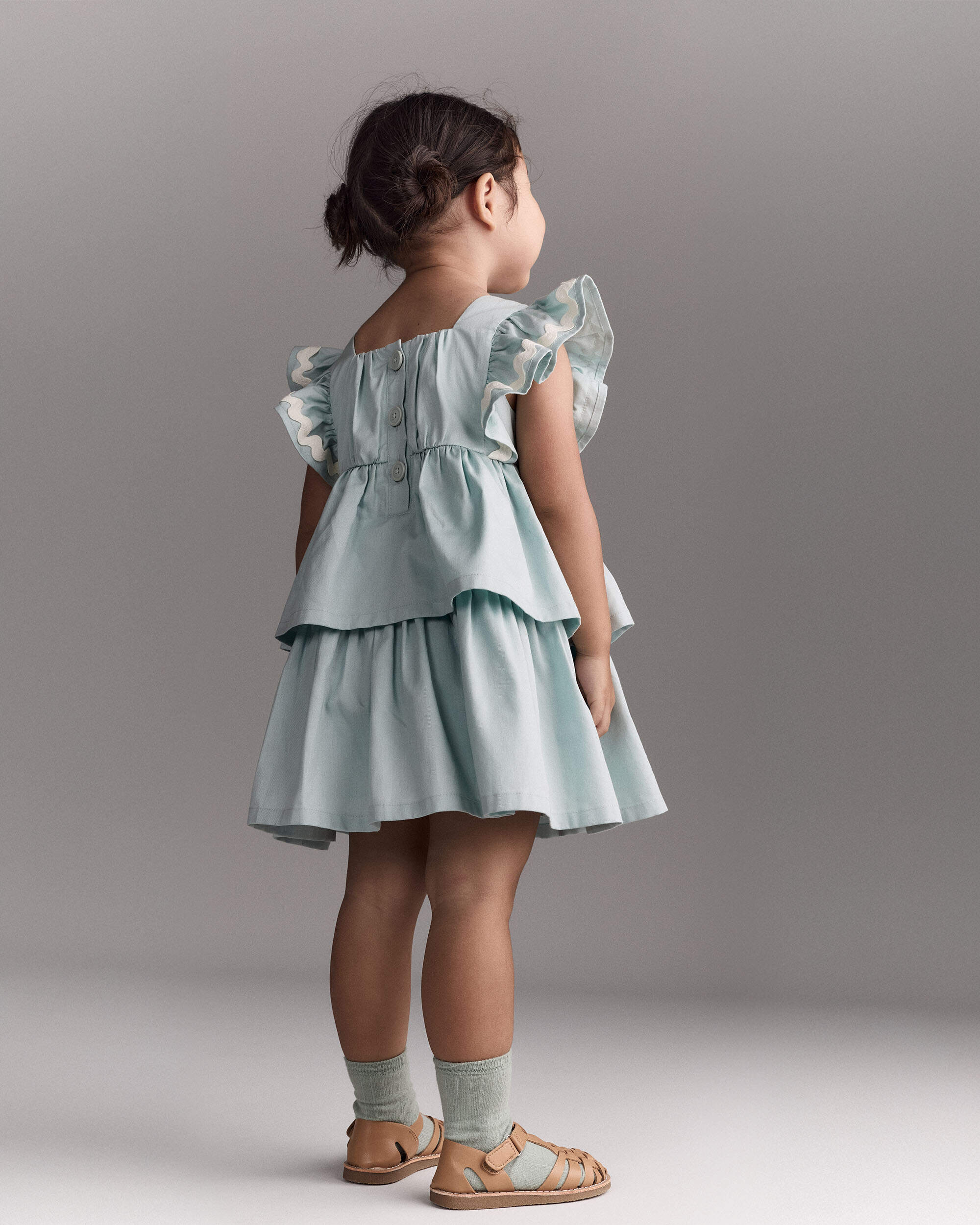 Toddler Girl Ruched Tiered Dress - Light Blue