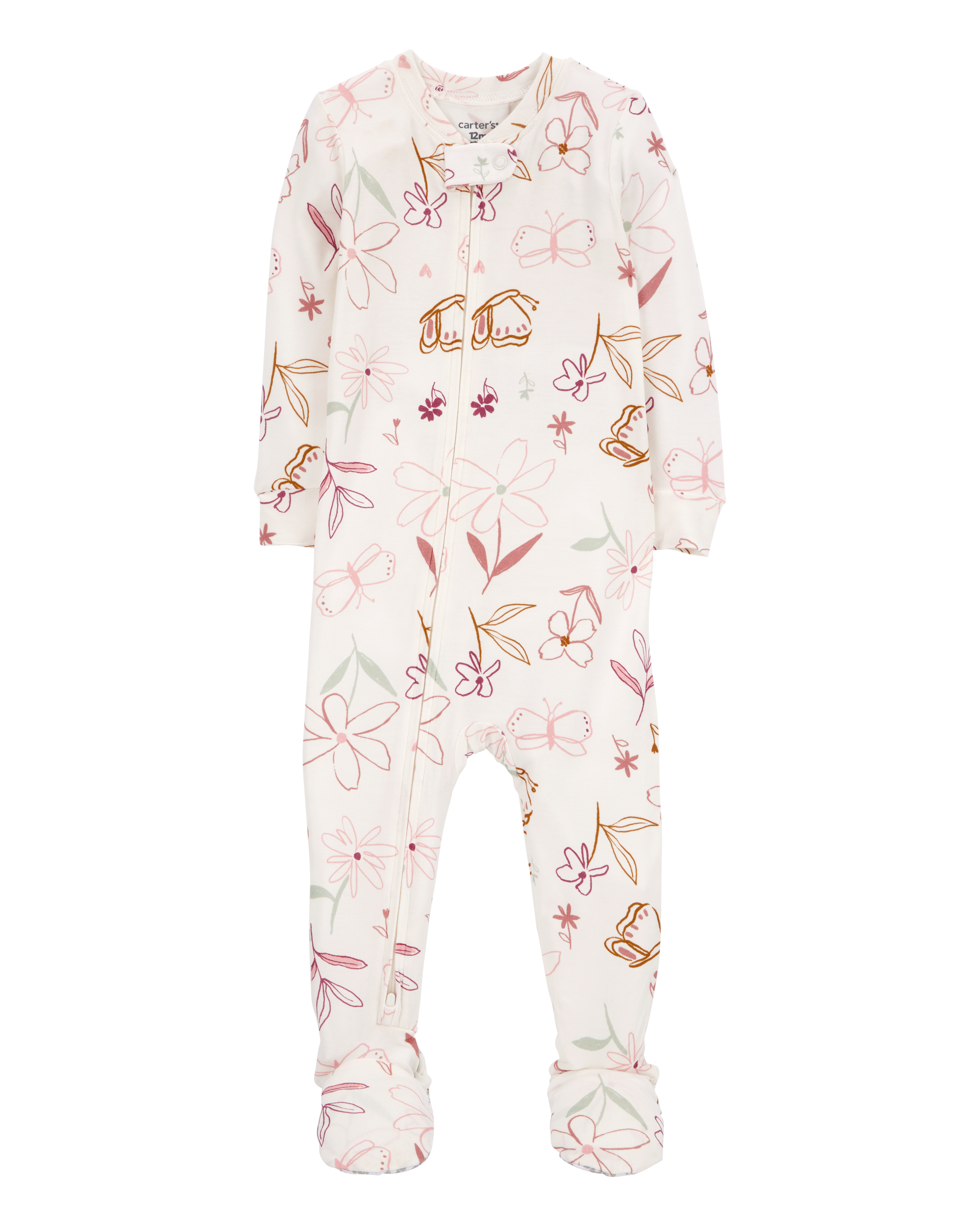 Baby Girl Floral 1-Piece PurelySoft Footie Pyjamas