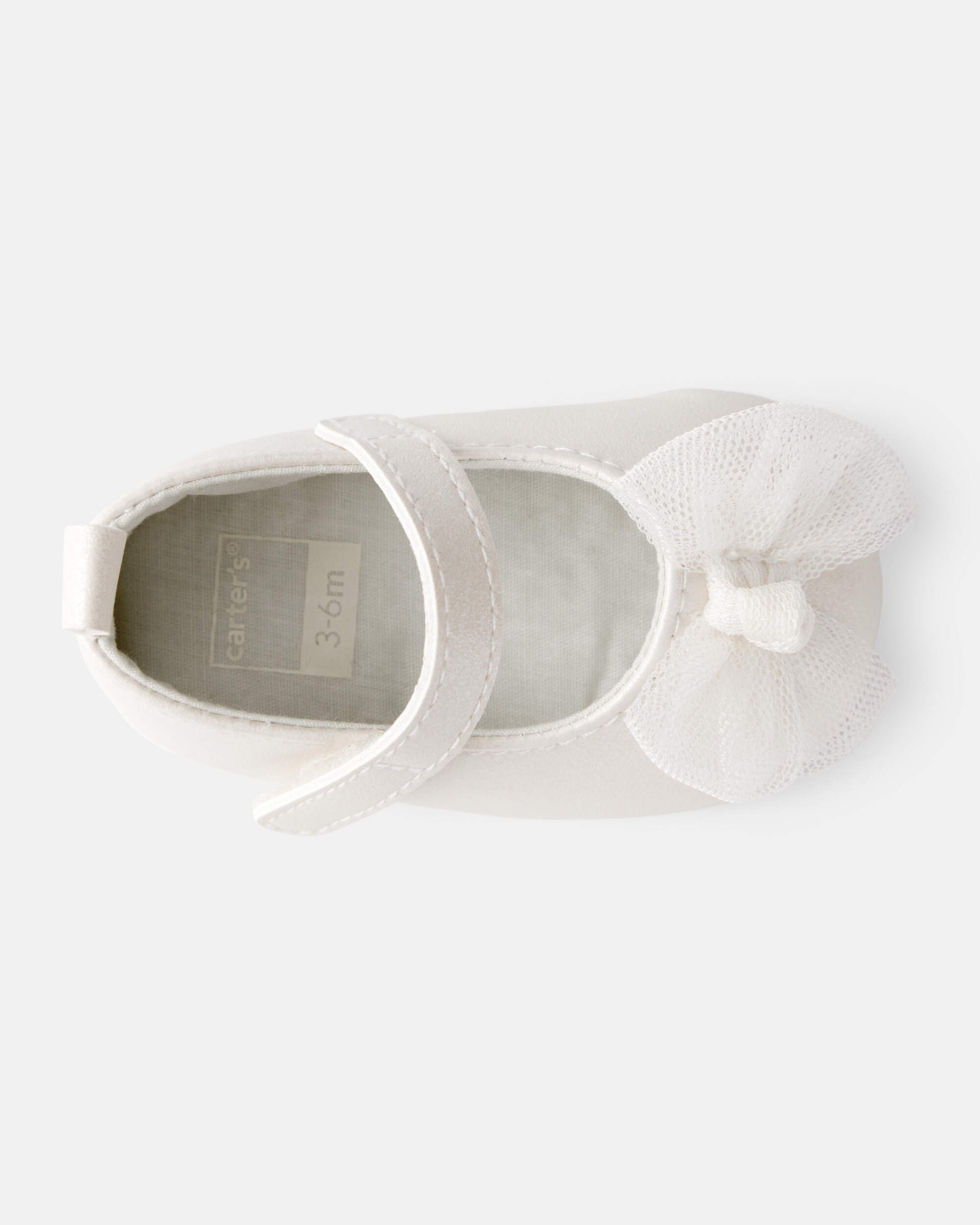 Baby Girl Tulle Bow Dress Shoes - White
