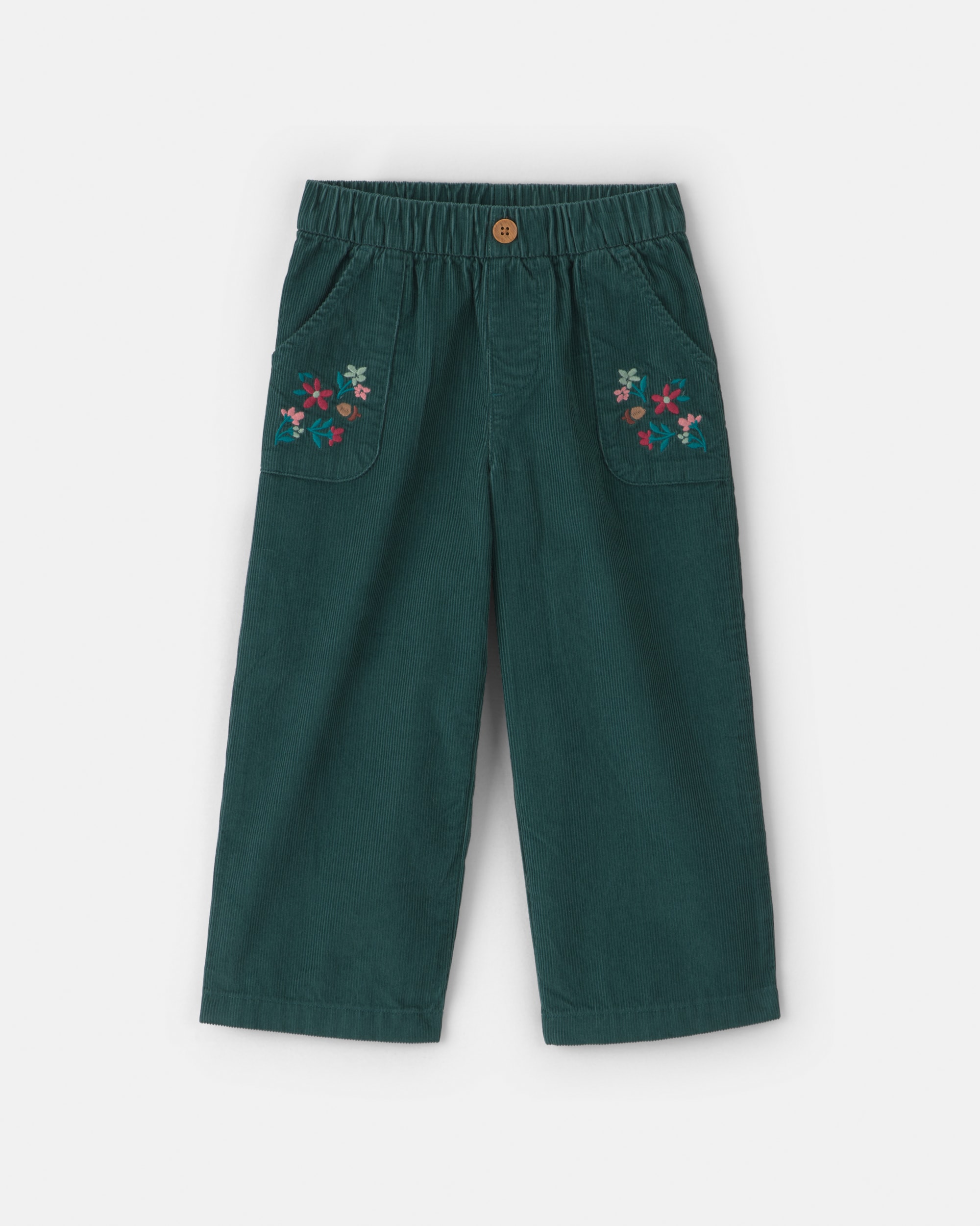 Toddler Girl Floral Corduroy Wide-Leg Pants - Green