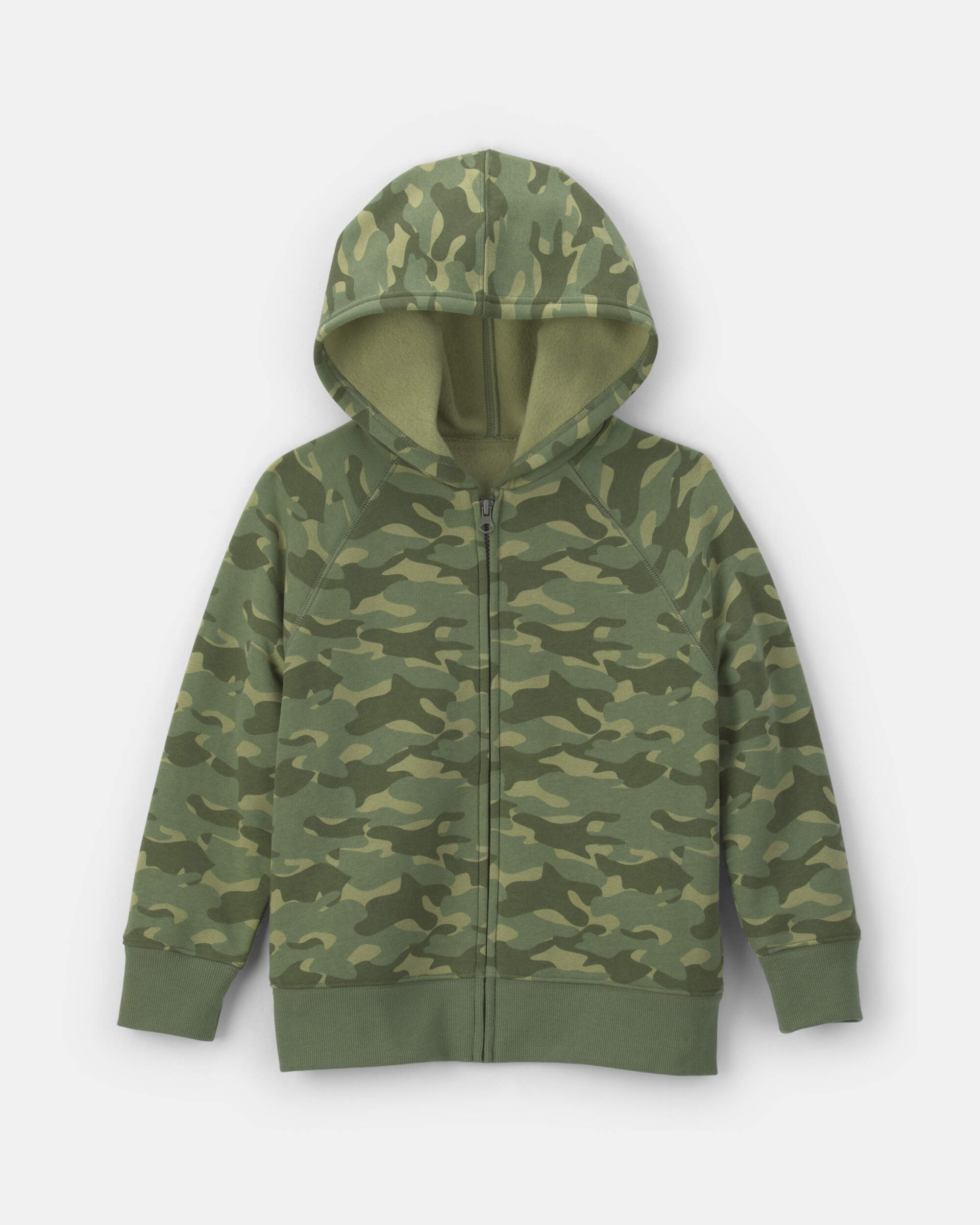 Boys Camo Zip-Up Hoodie - Green