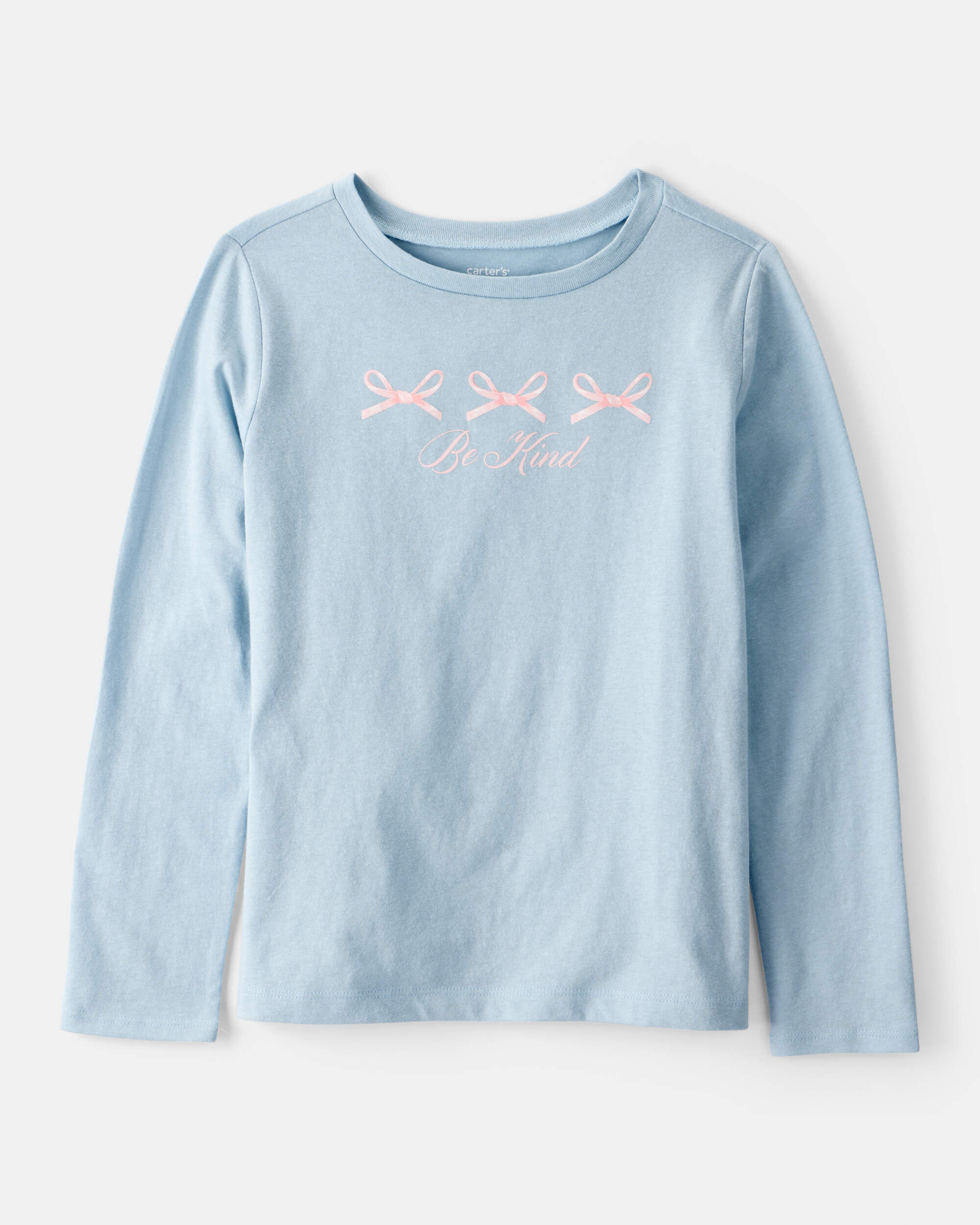 Girls Bow Long-Sleeve Graphic Tee - Blue