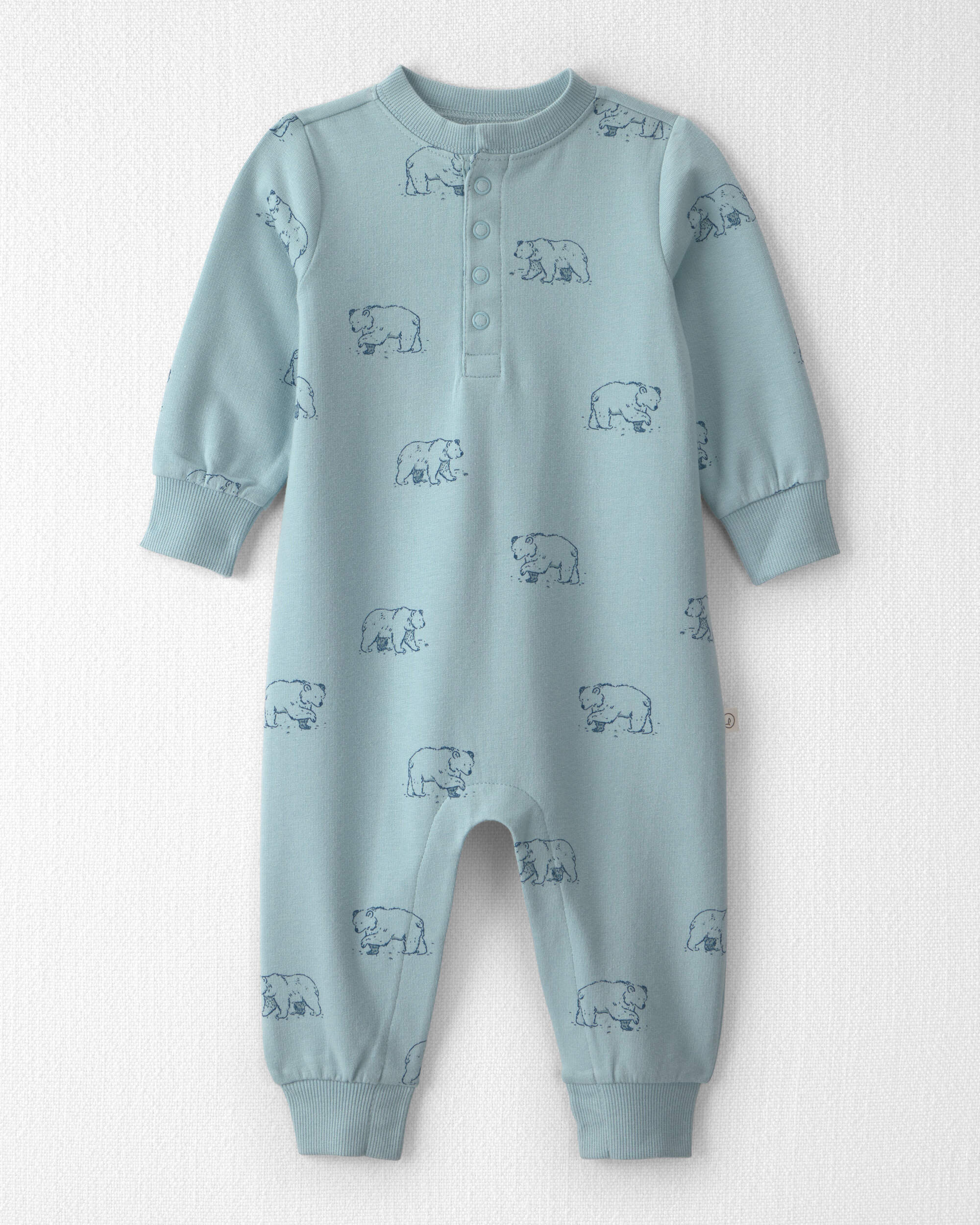 Baby Organic Cotton French Terry Jumpsuit Blue Bears