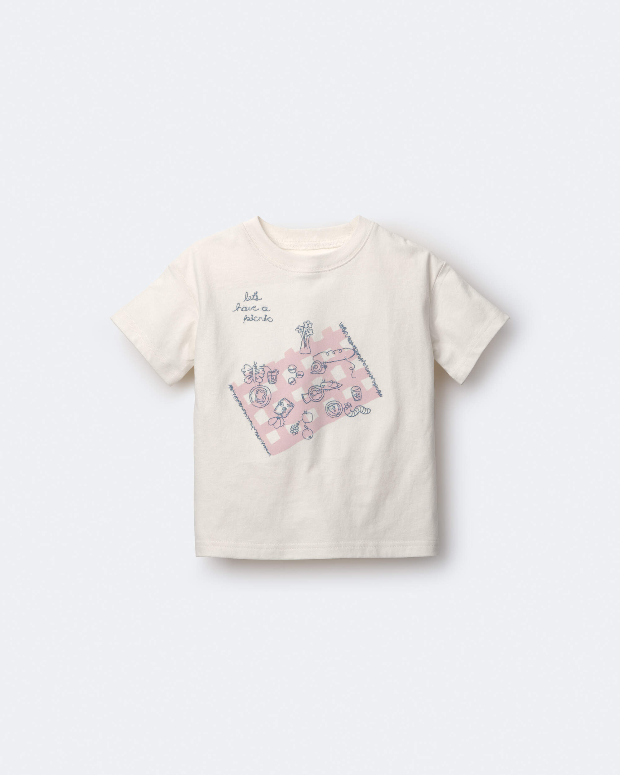 Toddler Girl Picnic Relaxed Graphic Tee - Cream