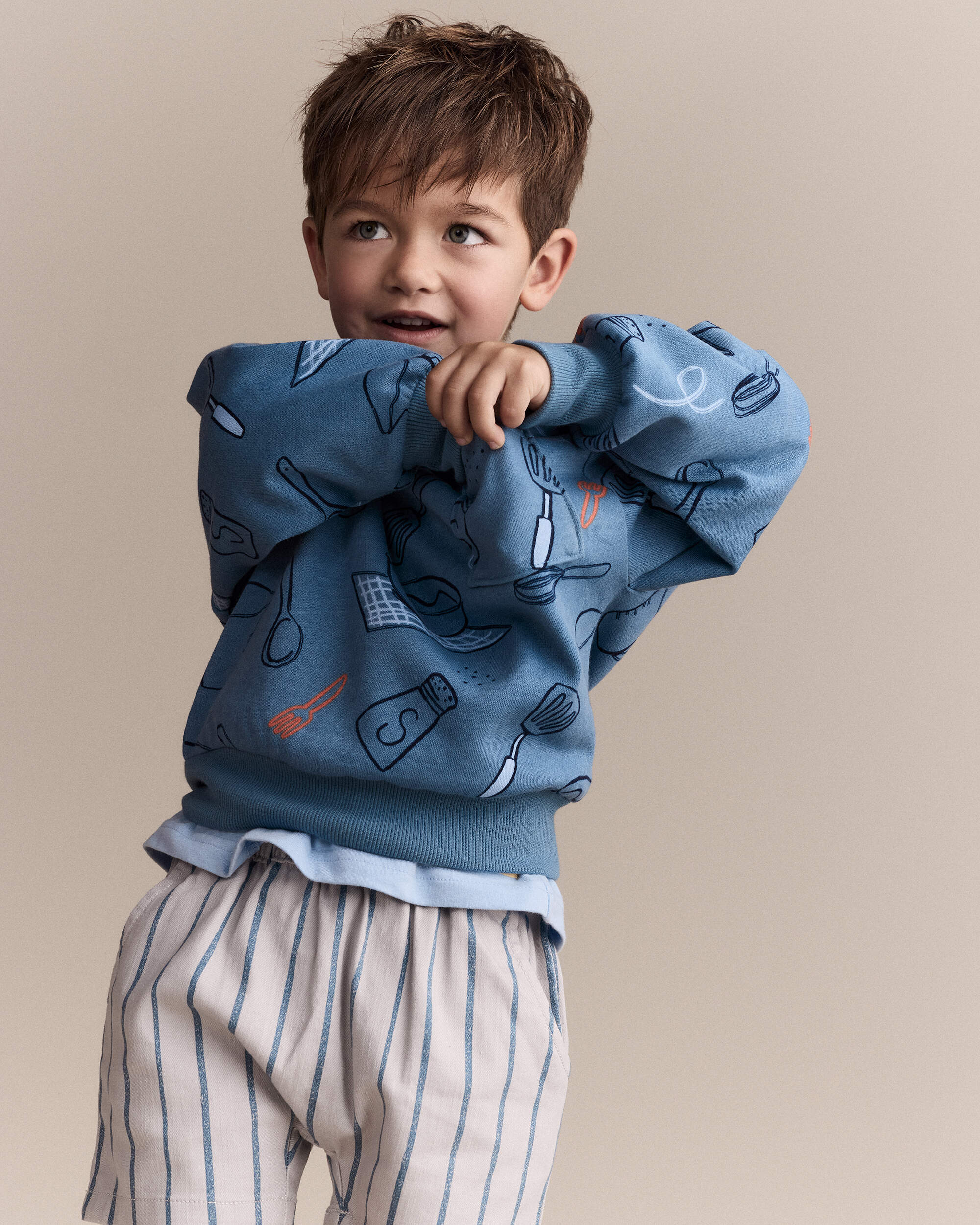 Toddler Baking Wide-Arm Pocket Sweatshirt - Teal