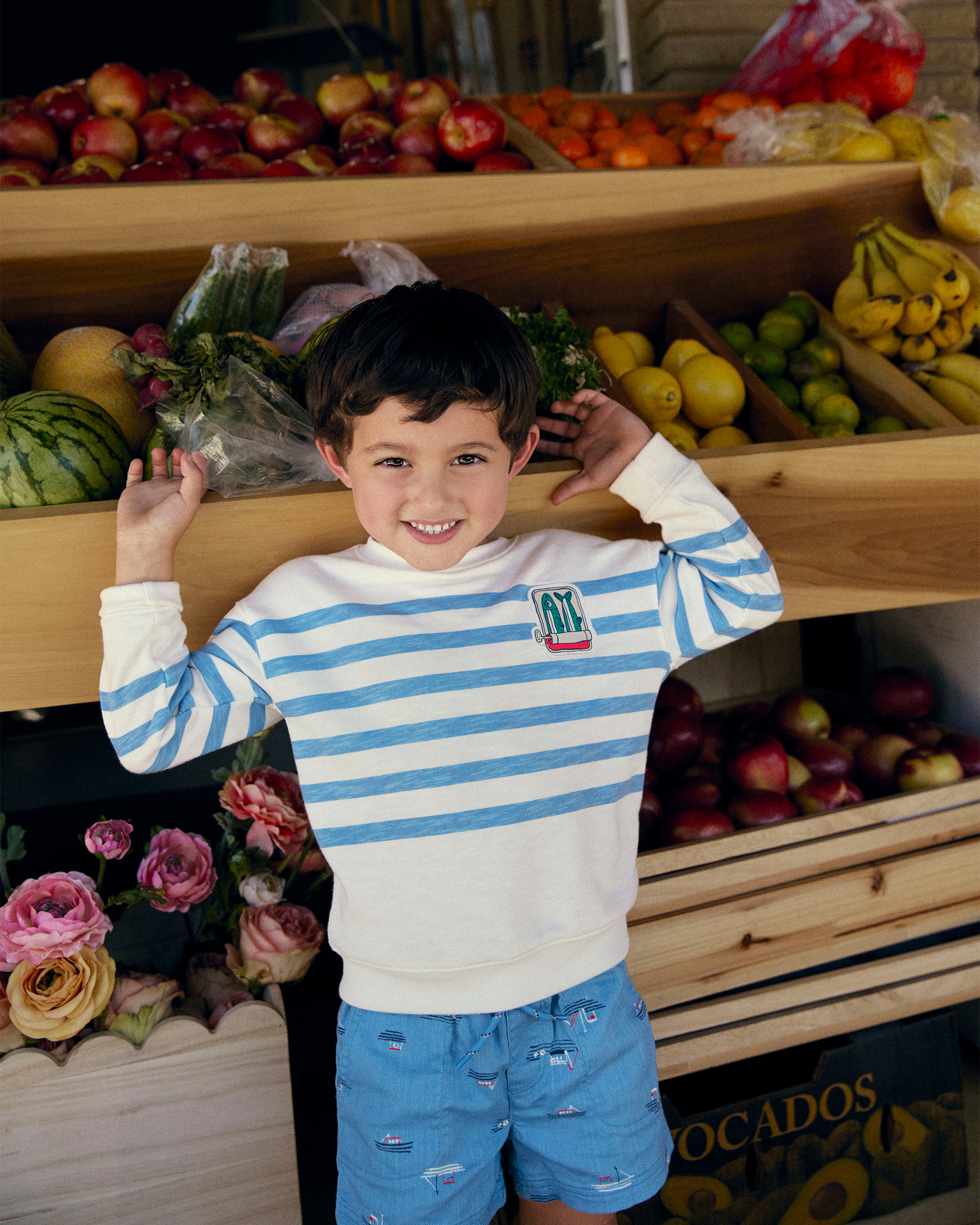 Toddler Boy Striped French Terry Pullover Sweatshirt - Blue/White