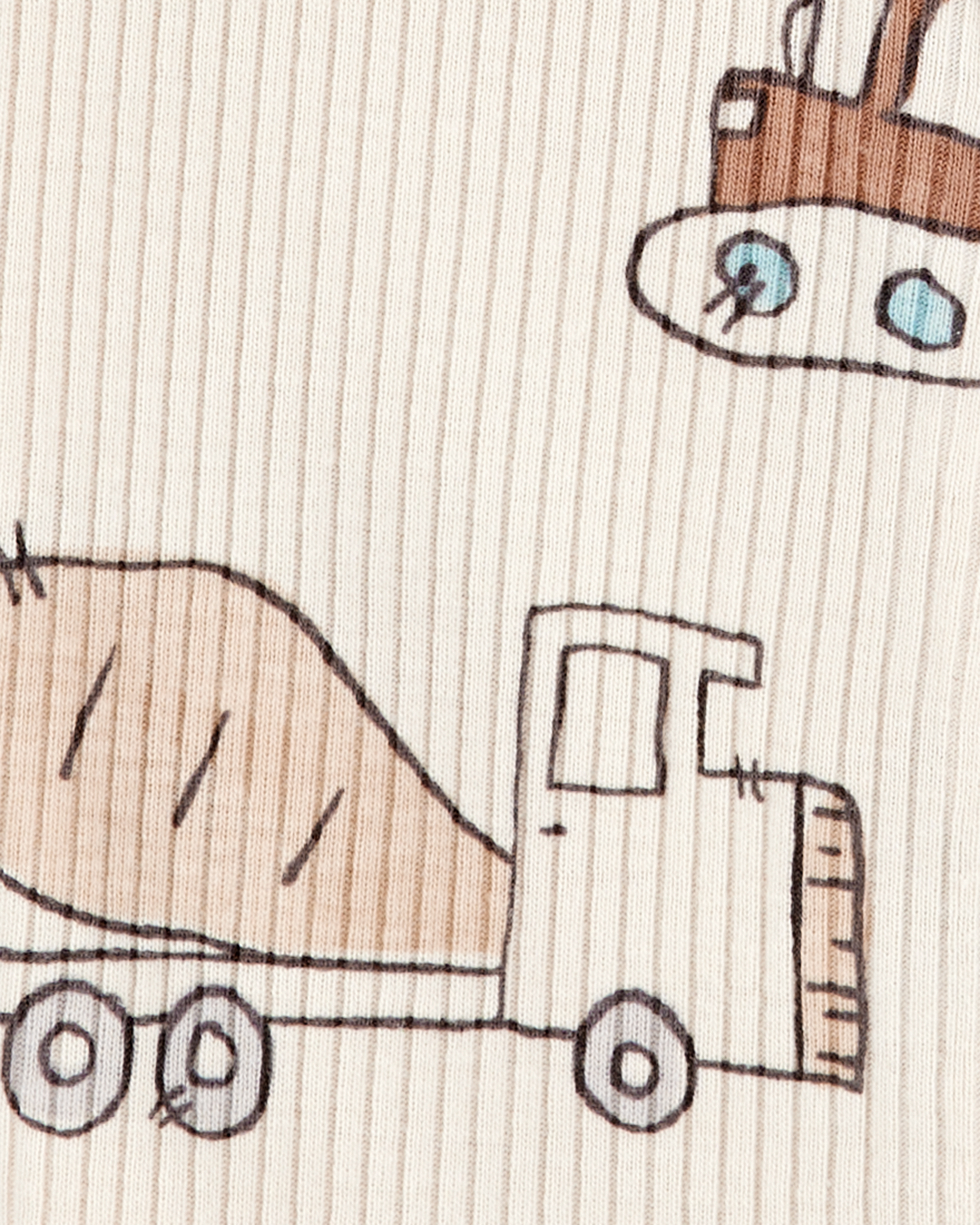 Baby Boy Construction 2-Way Zip Ribbed Sleeper pyjamas