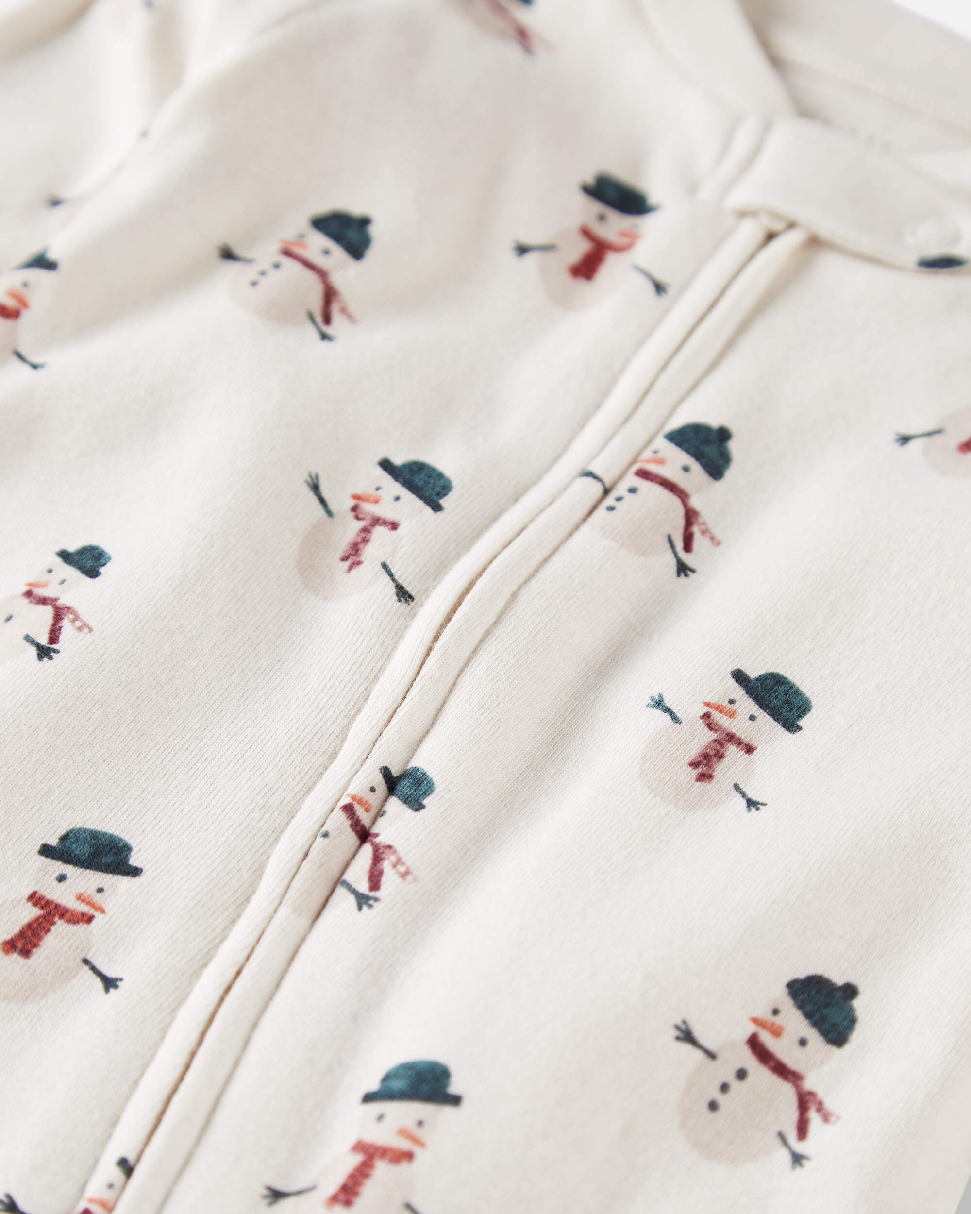 Baby Organic Cotton Sleep & Play Pyjamas Snowman Print