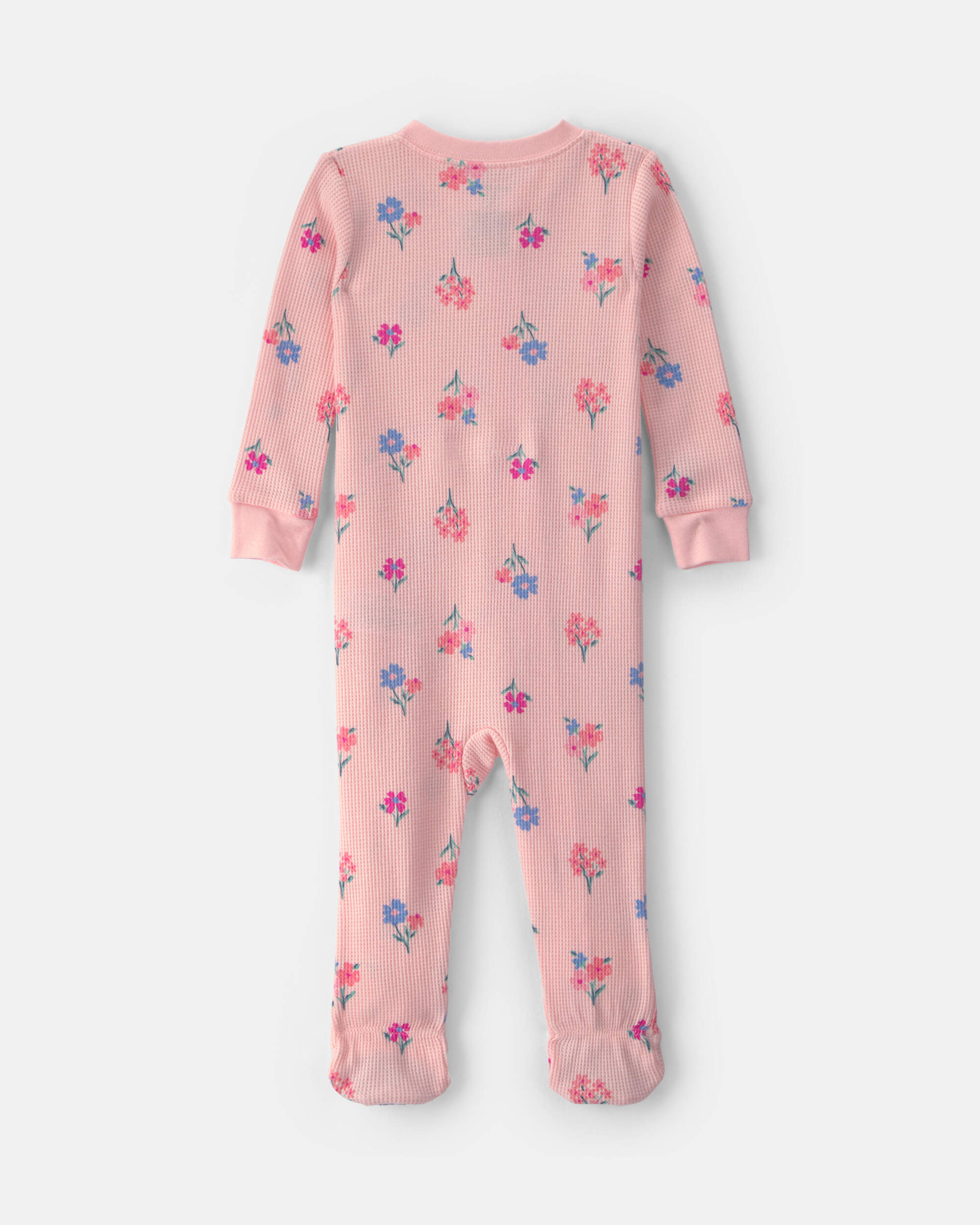 Toddler Girl 1-Piece Floral Thermal Snug Fit Footed Pyjama - Pink