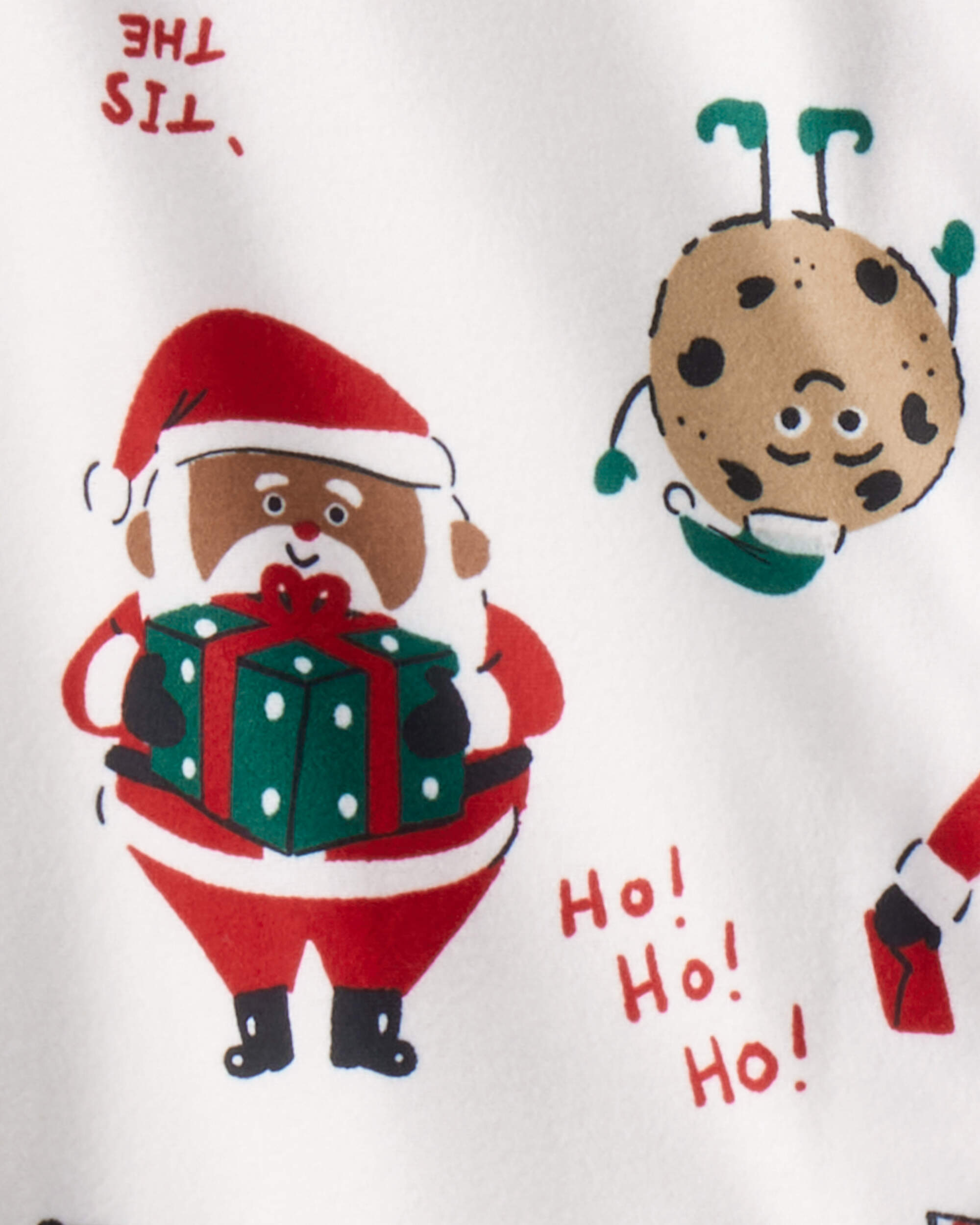 Kid Santa Milk & Cookies Long-Sleeve Loose Fit 2-Piece Pyjamas - White