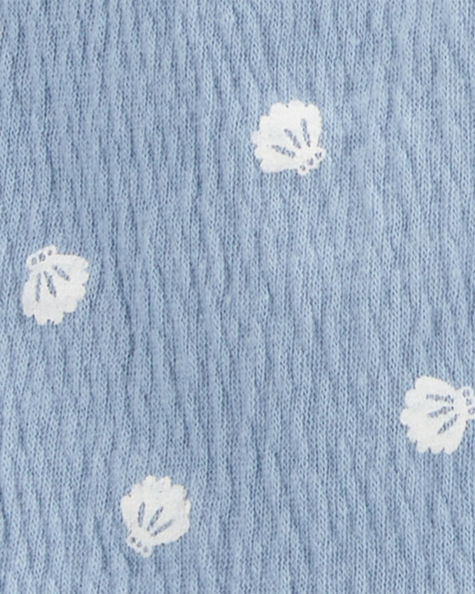 Baby Girl 3-Piece Shell Print Outfit Set - Blue/White
