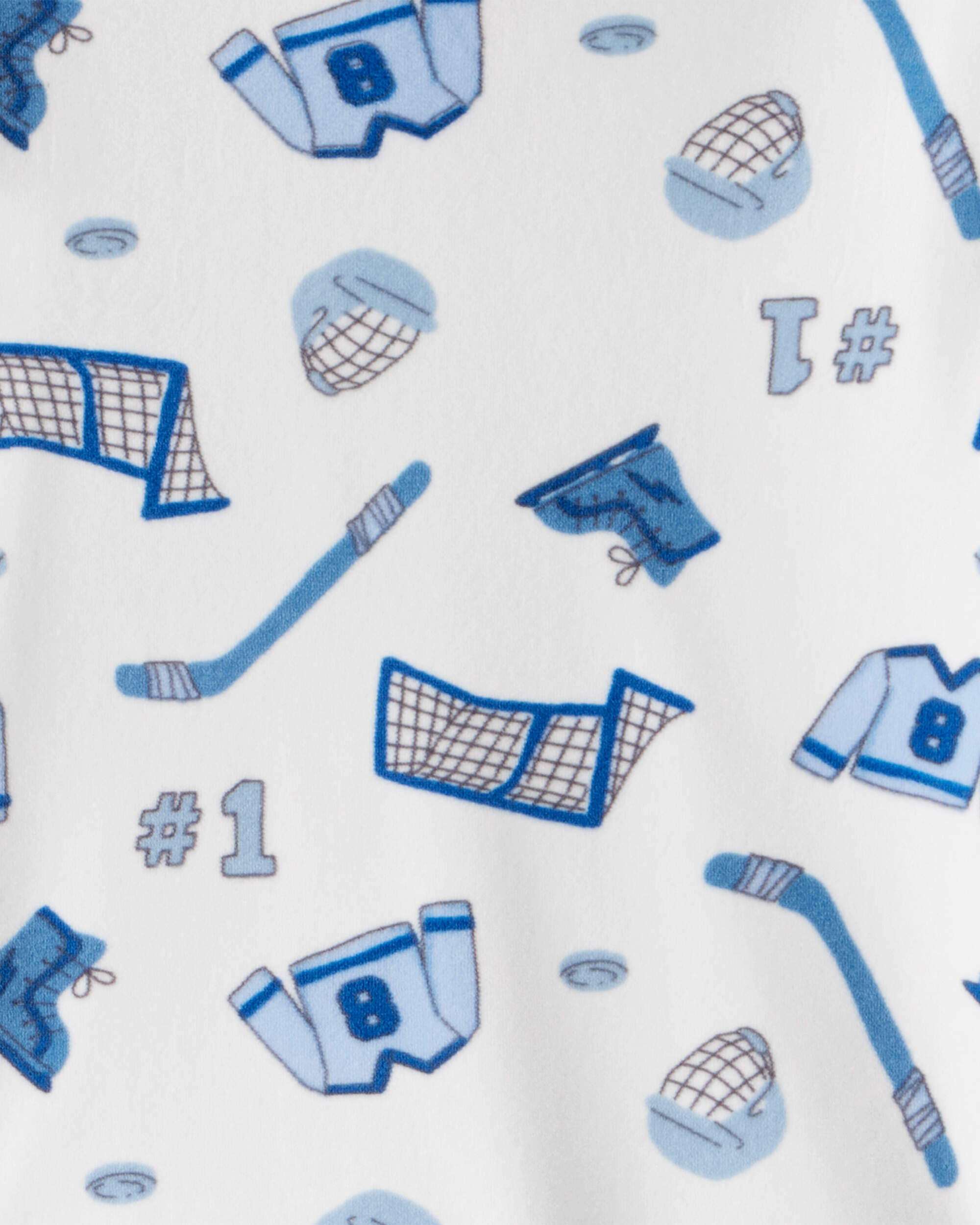 Toddler Boy Hockey Print Fleece Long-Sleeve 2-Piece Pyjamas – Blue