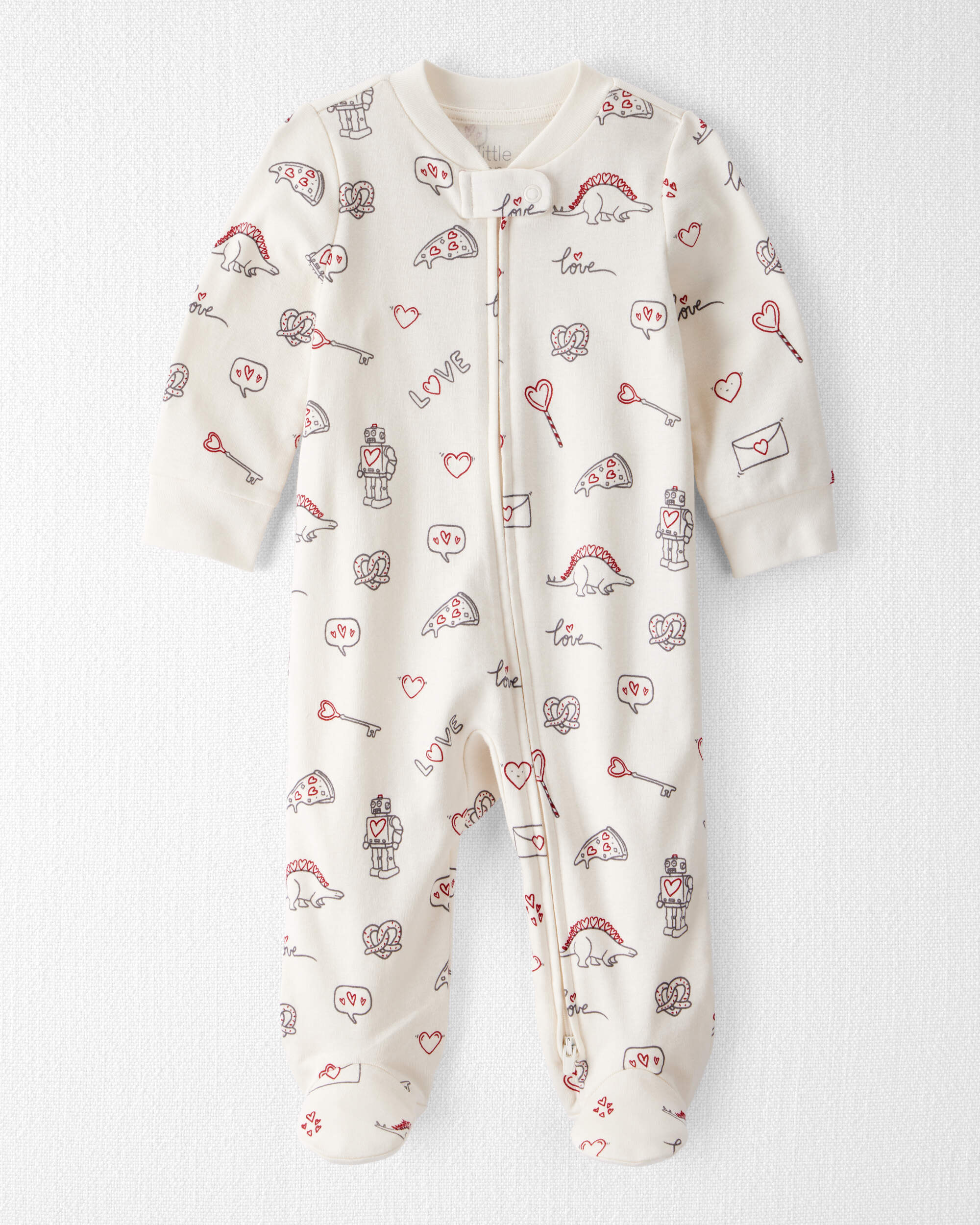 Baby Organic Cotton Sleep & Play Pyjamas Little Loves Print