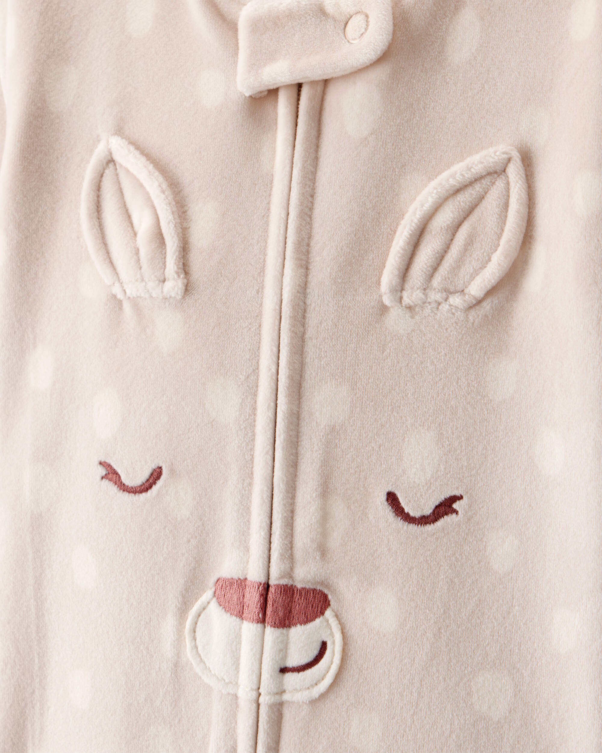 Toddler Girl Deer Print DreamPlush Snug Fit Long-Sleeve 2-Way Zip 1-Piece Pyjamas - Brown