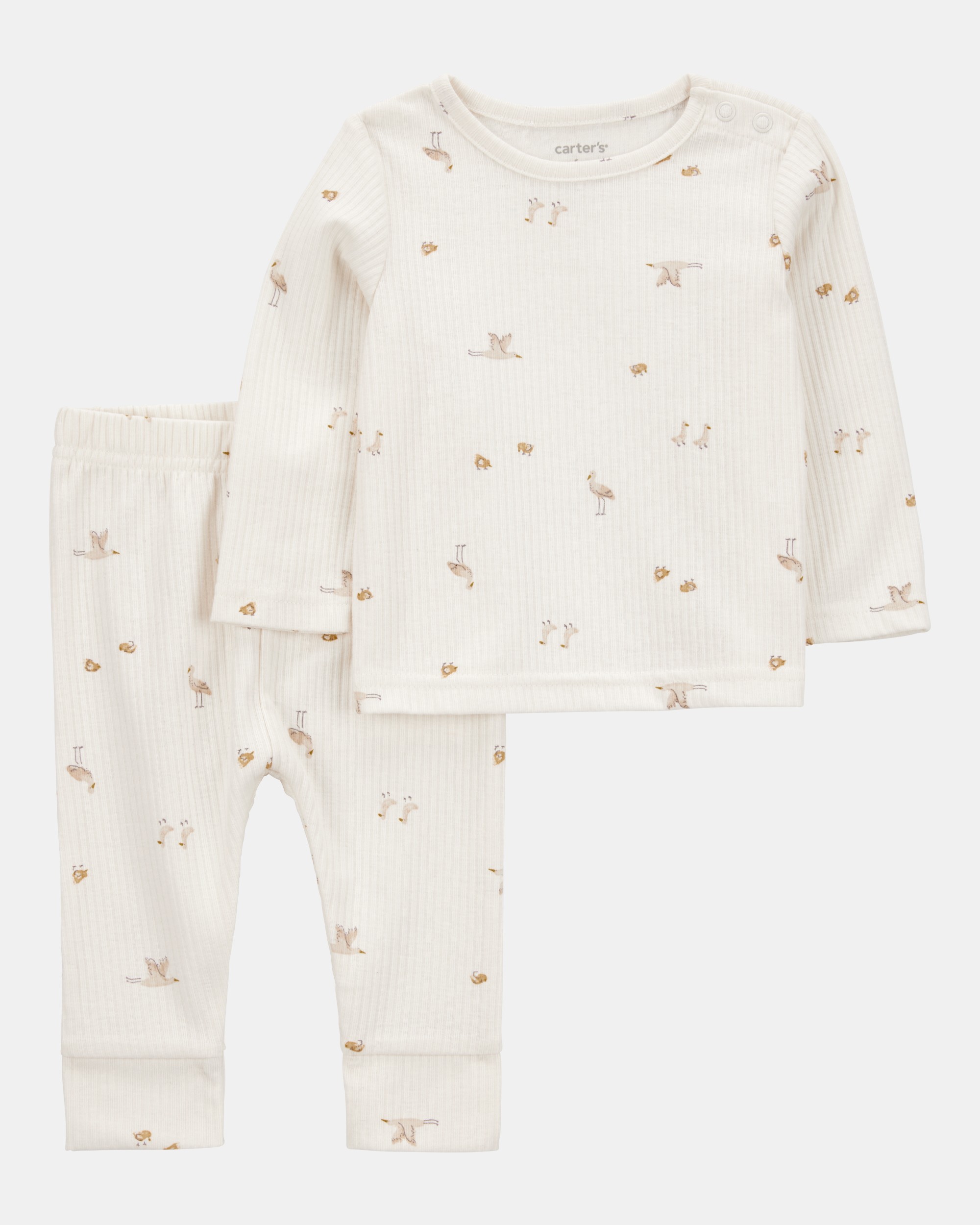 Baby 2-Piece Bird Print Long-Sleeve Tee & Pant Set