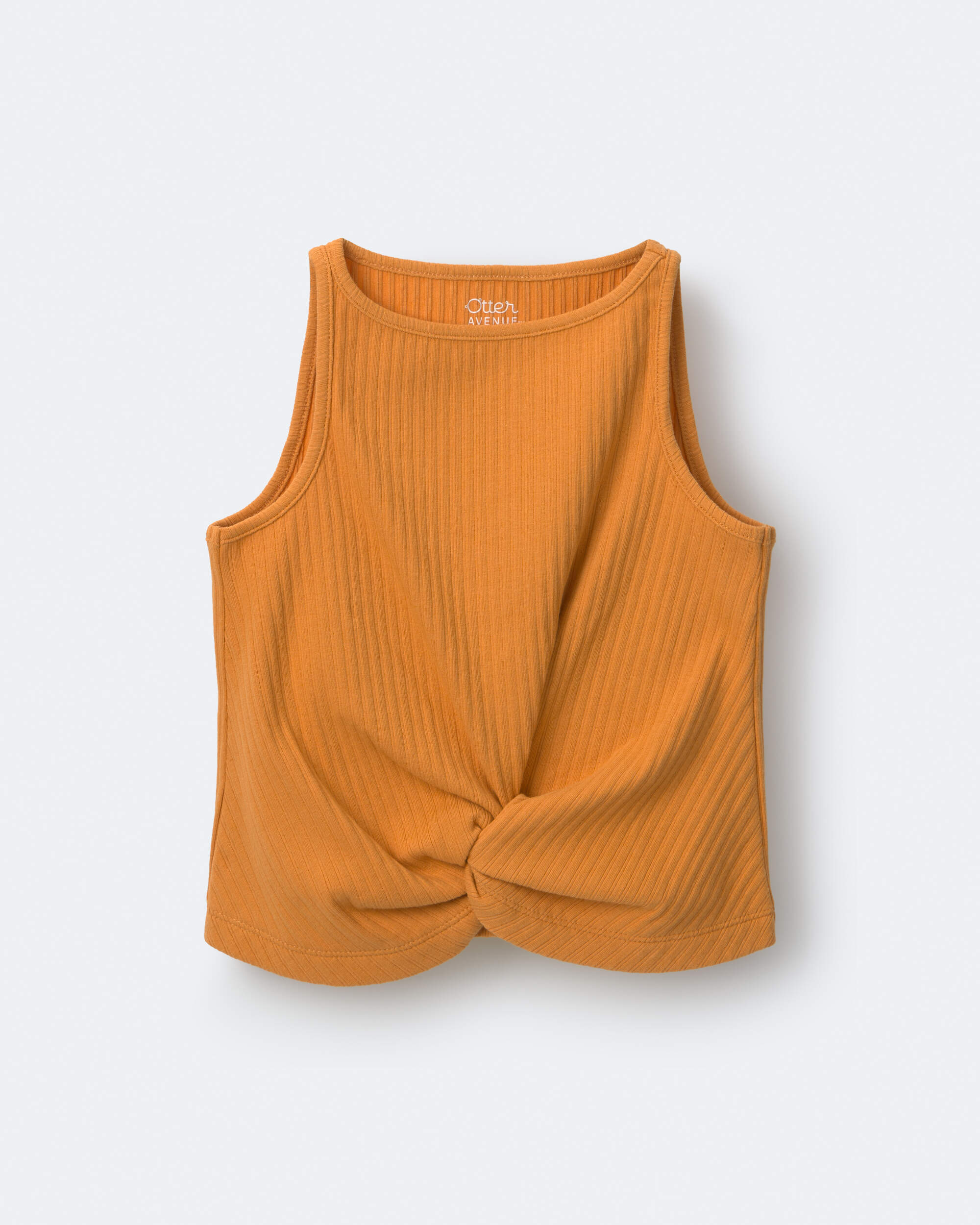 Toddler Girl Tie-Front Ribbed Tank - Mustard Yellow