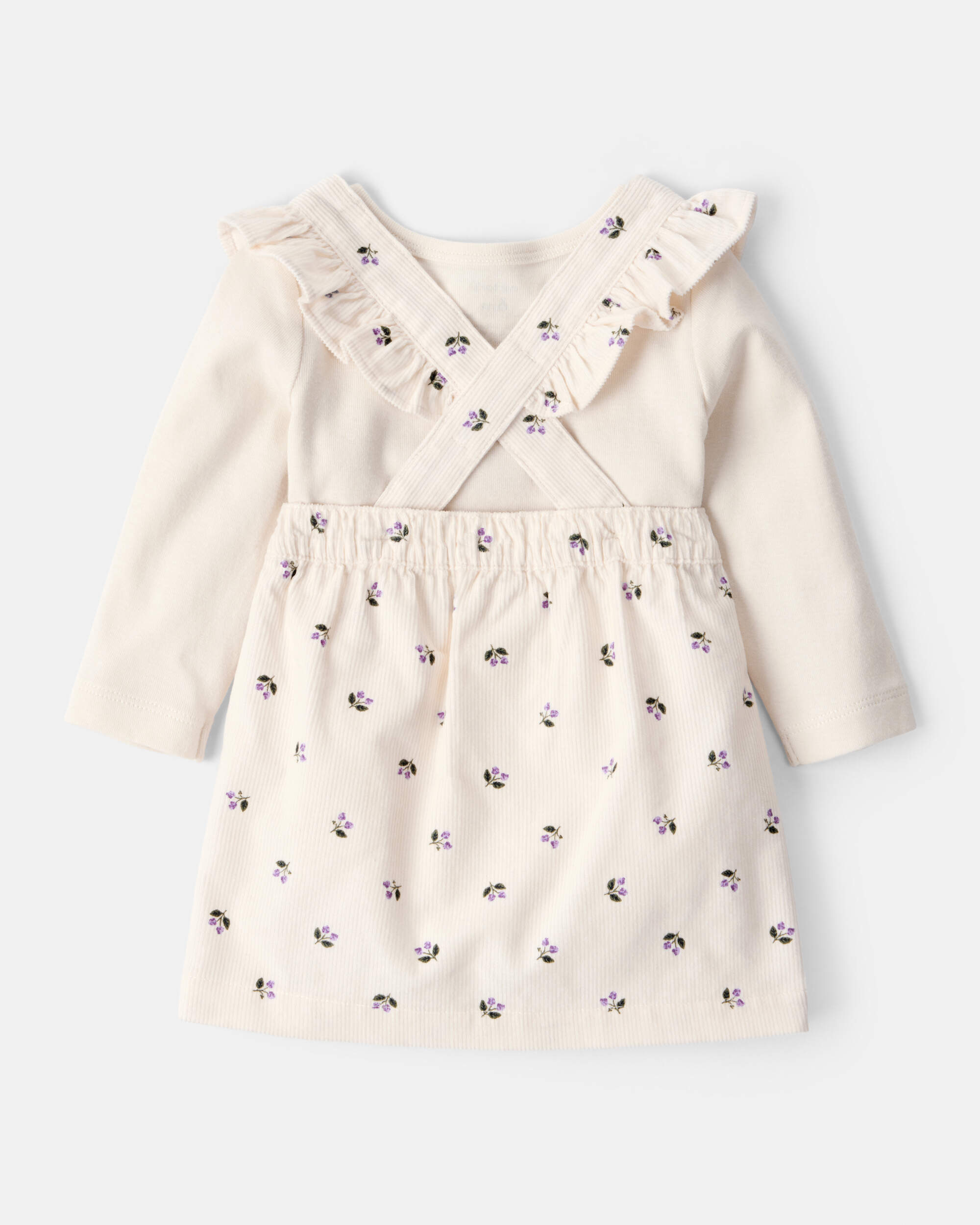 Baby Girl 3-Piece Floral Long-Sleeve Dress Set - White