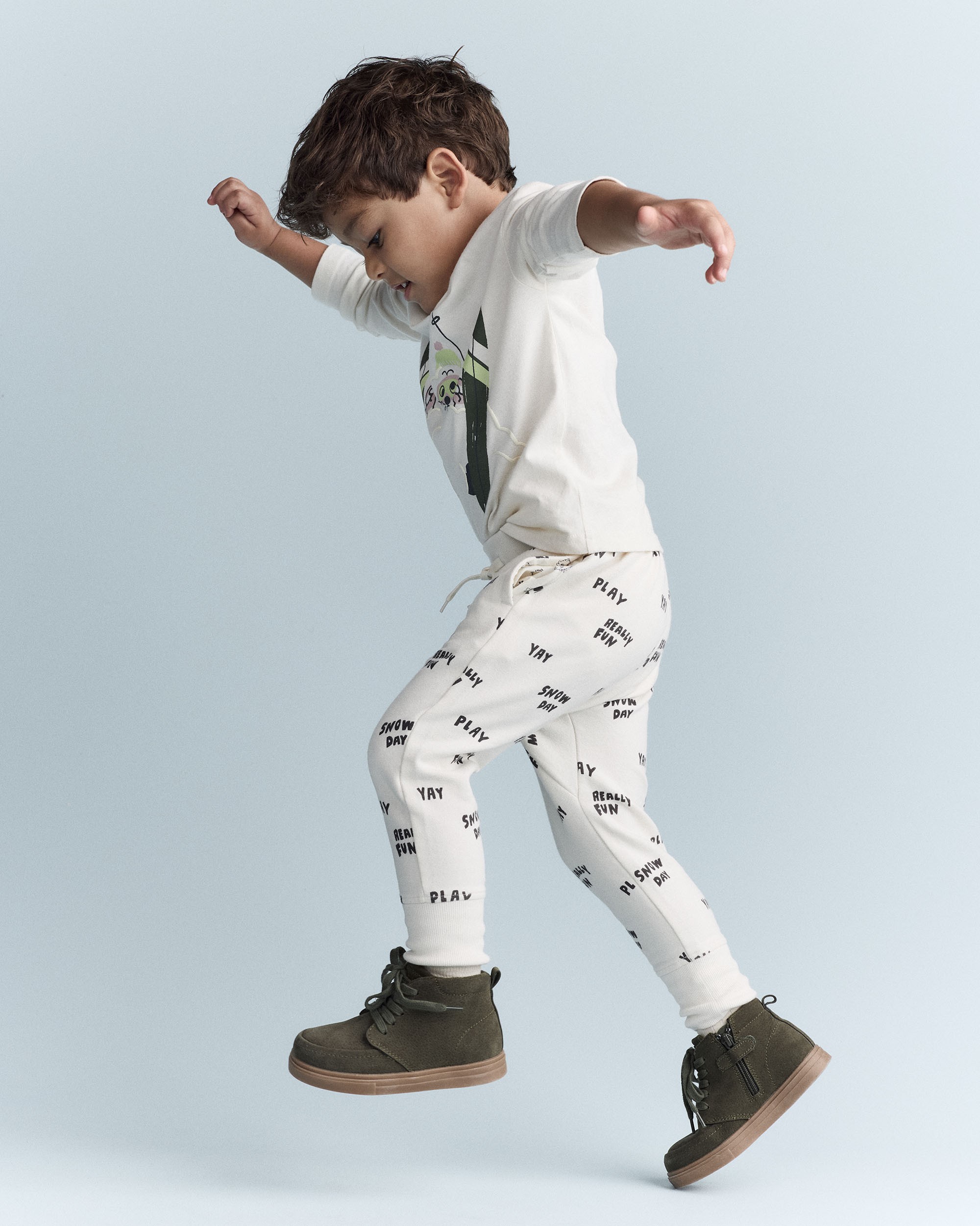 Toddler City Park™ Jogger Pant Snow Day Print - Cream