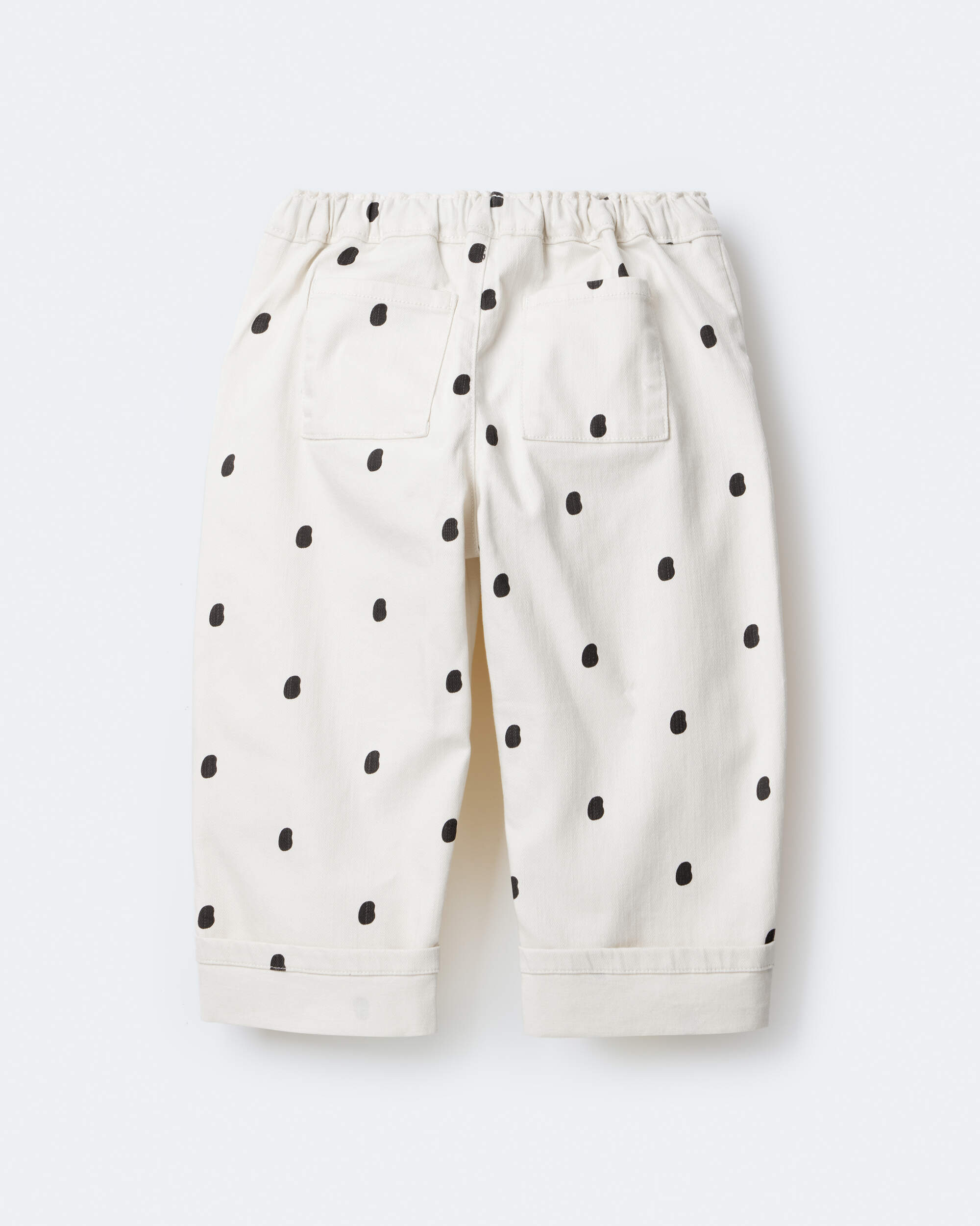 Toddler Girl Polka Dot Cuffed Barrel Pant - Ivory