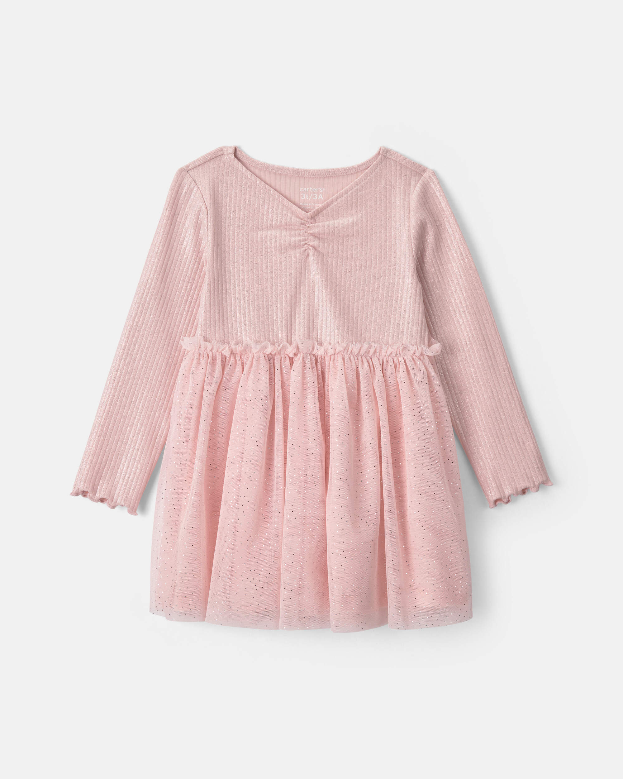 Toddler Girl Shimmer Long-Sleeve Dress - Pink