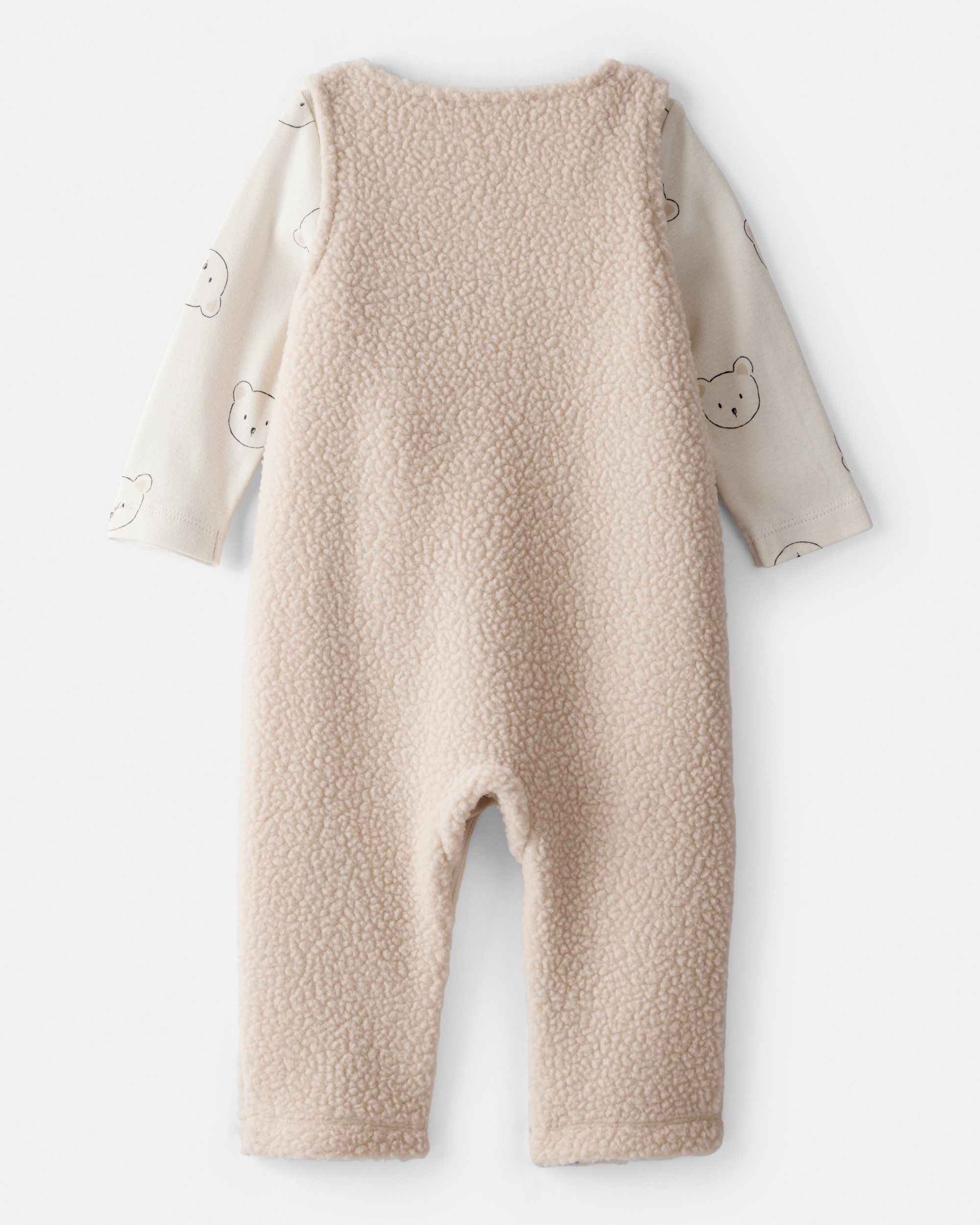 Baby Boy 2-Piece Bear Sherpa Long-Sleeve Overall Set - Brown