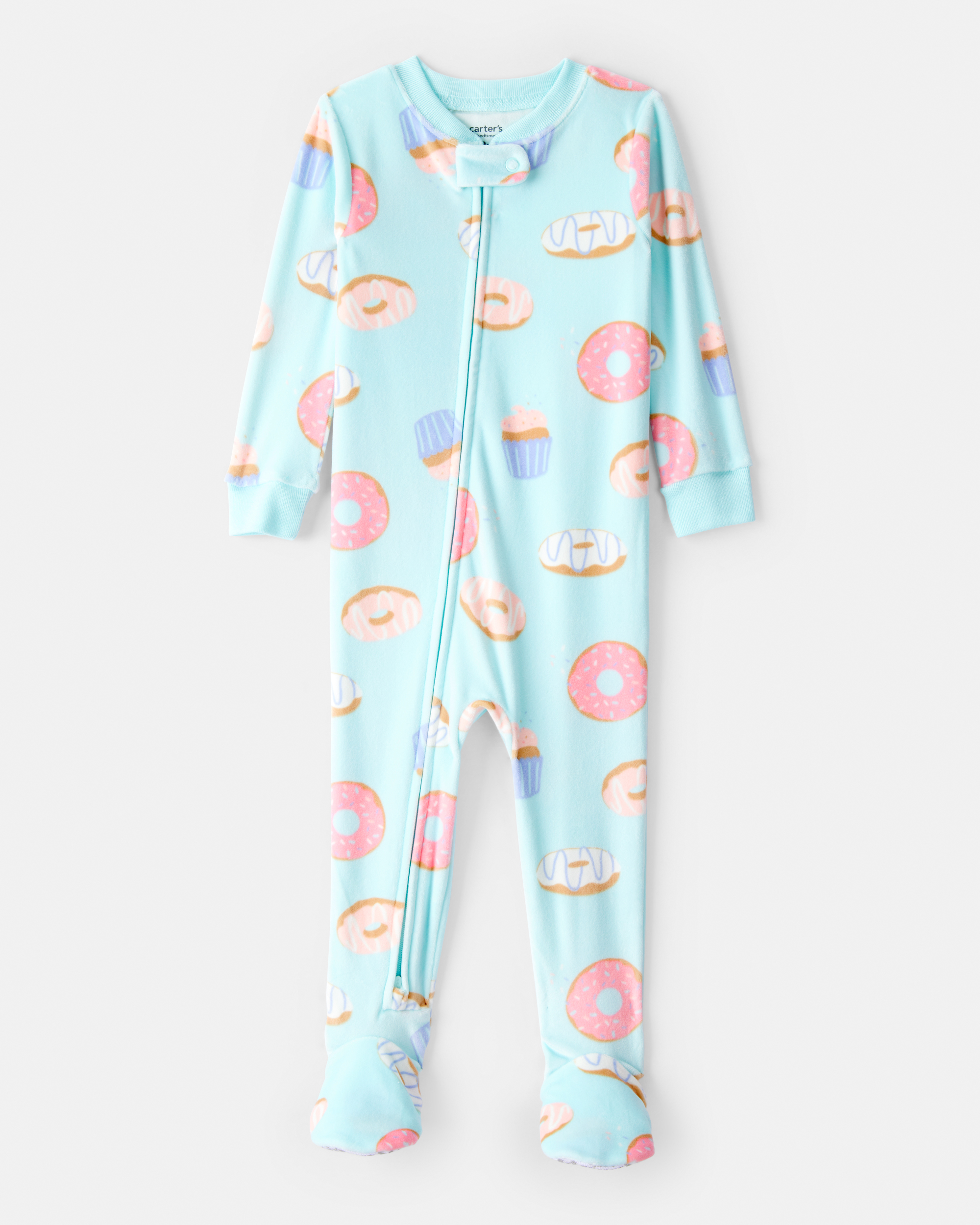 Baby Girl Donuts DreamPlush Long-Sleeve Snug Fit 1-Piece pyjamas - Blue