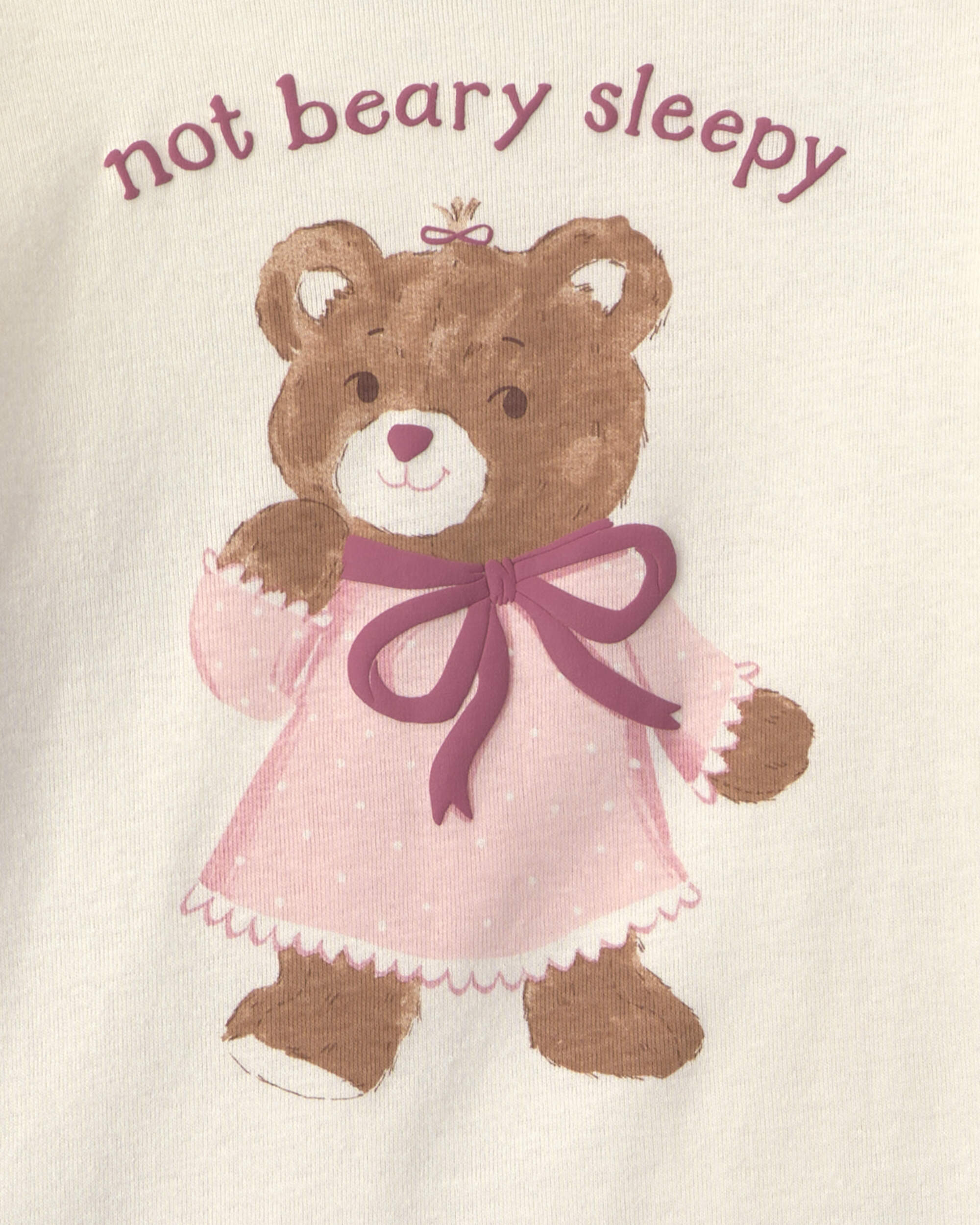 Girls 4-Piece Varsity Bear 100% Cotton Snug Fit Pyjama Set - Pink/Cream