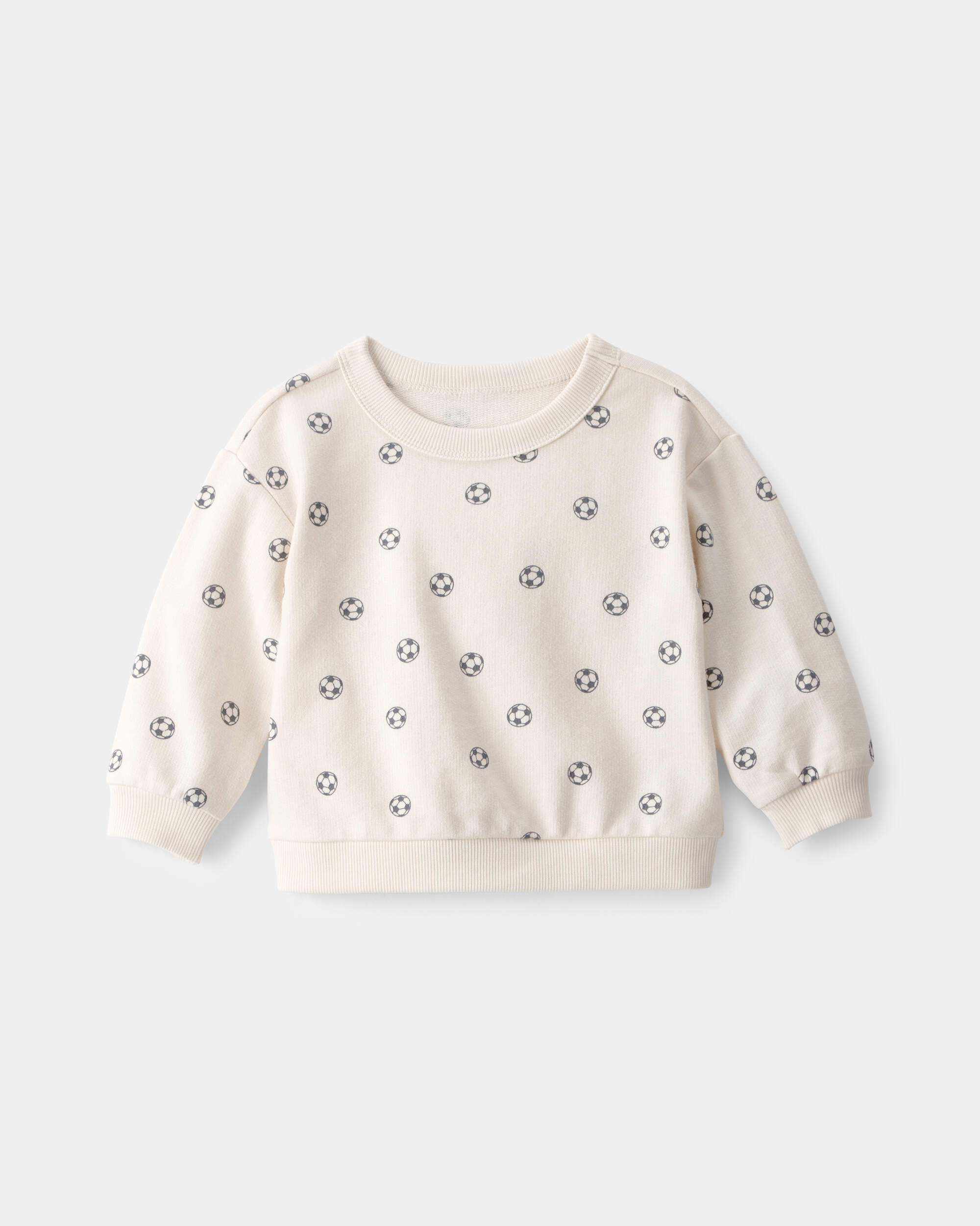 Baby Soccer French Terry Pullover Sweatshirt - Cream