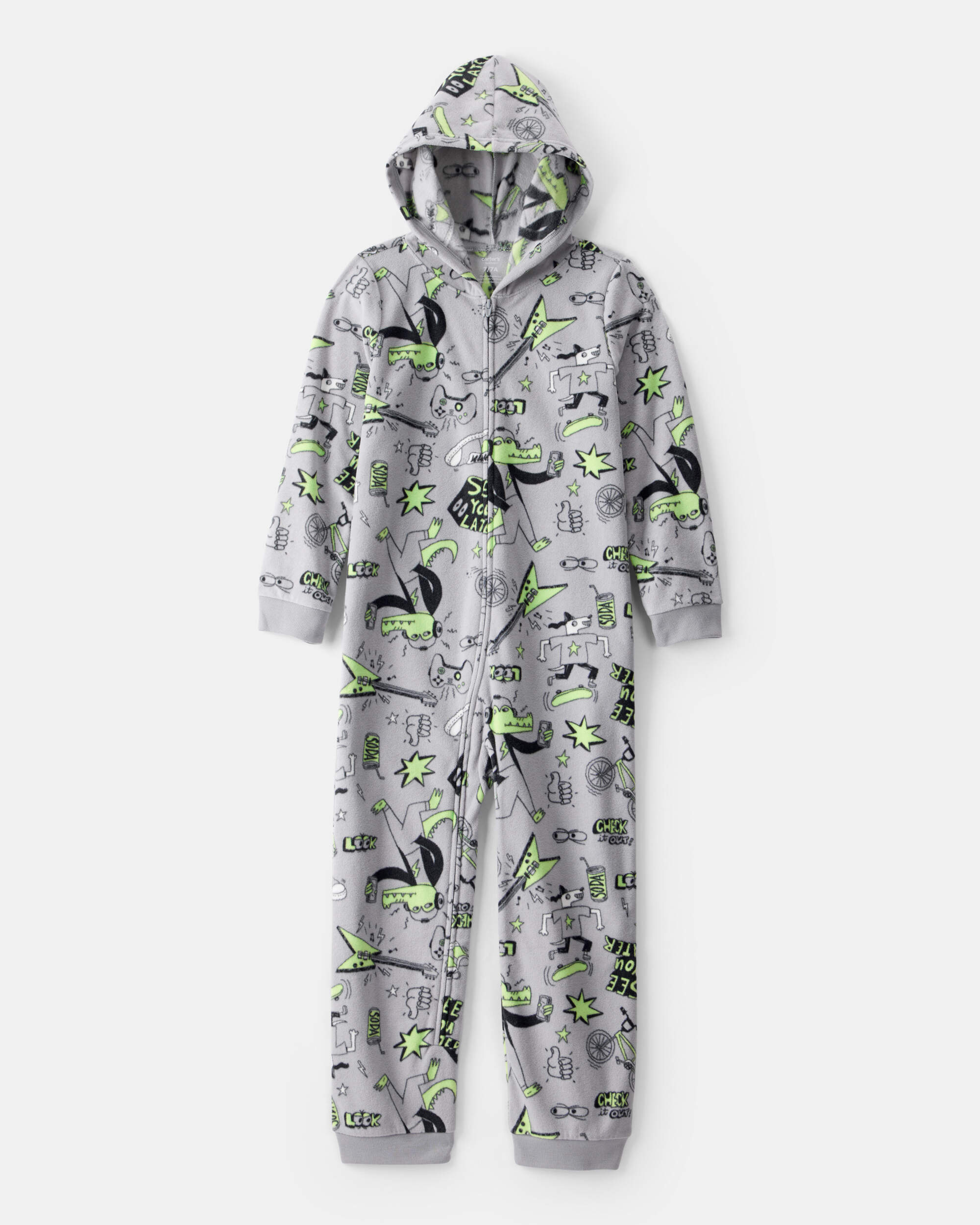 Boys Alligator Fleece Loose Fit 1-Piece Pajamas