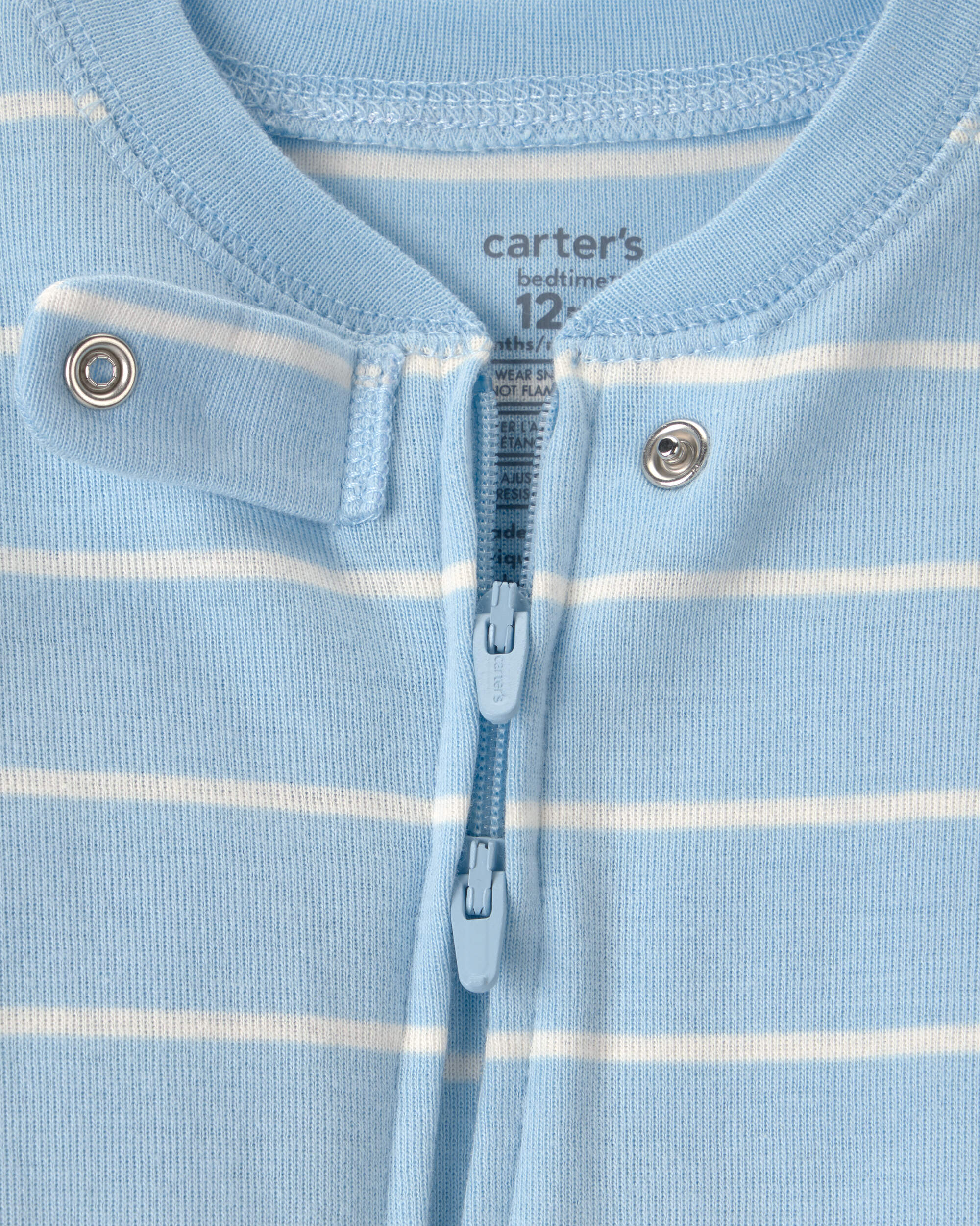 Baby Alligator Striped 100% Cotton Snug Fit 1-Piece pyjama - Blue